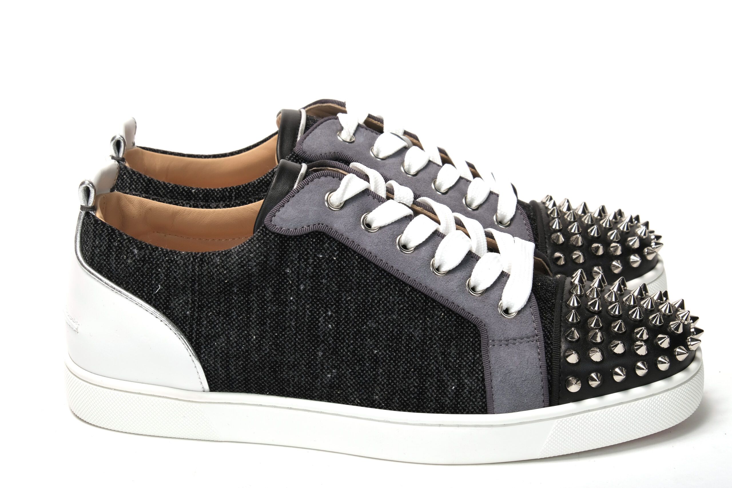 Christian Louboutin Black Multi/Marine Mat Louis Junior Spikes