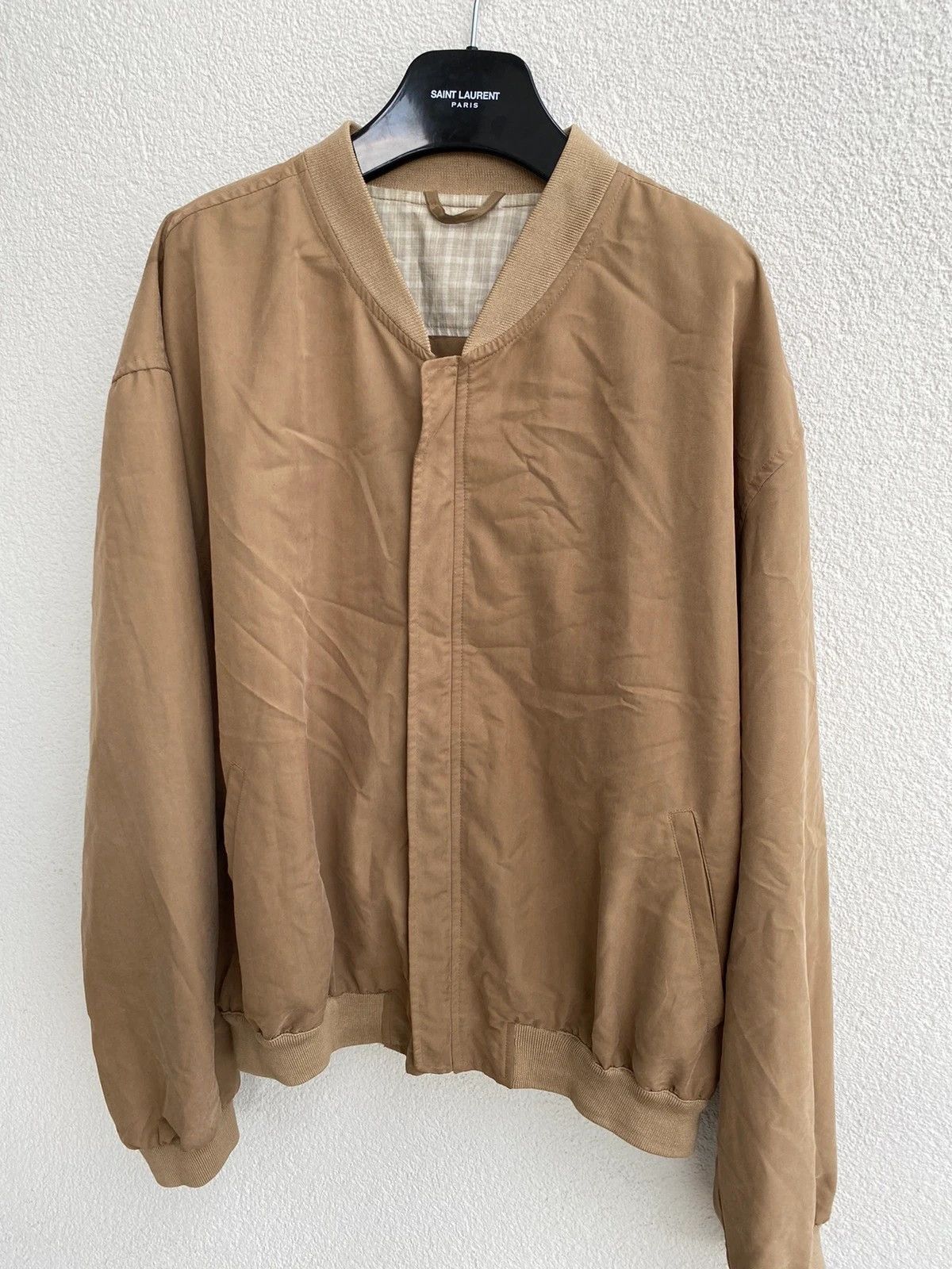 Yves Saint Laurent 90s YSL Jacket Bomber Beige Soft Vintage Yves Saint Laurent Size US XL / EU 56 / 4 - 1 Thumbnail