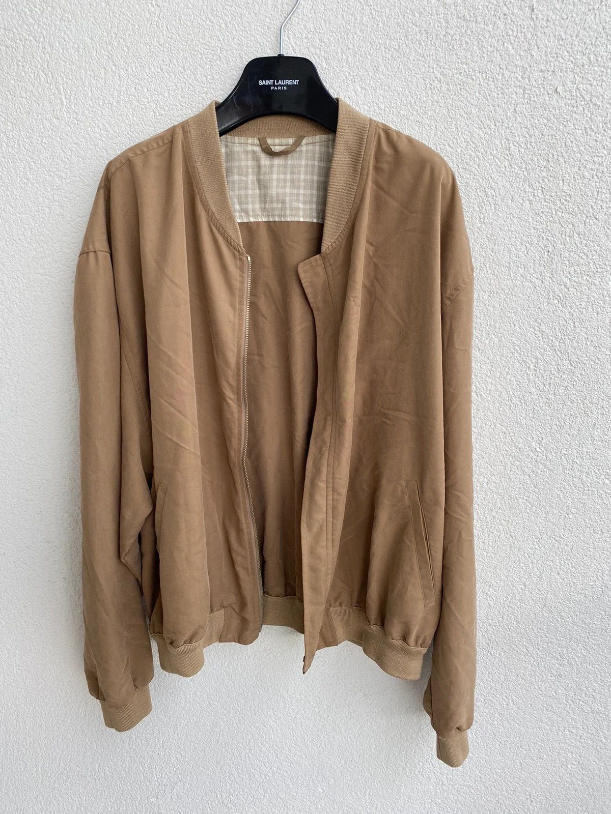 Yves Saint Laurent 90s YSL Jacket Bomber Beige Soft Vintage Yves Saint Laurent Size US XL / EU 56 / 4 - 2 Thumbnail