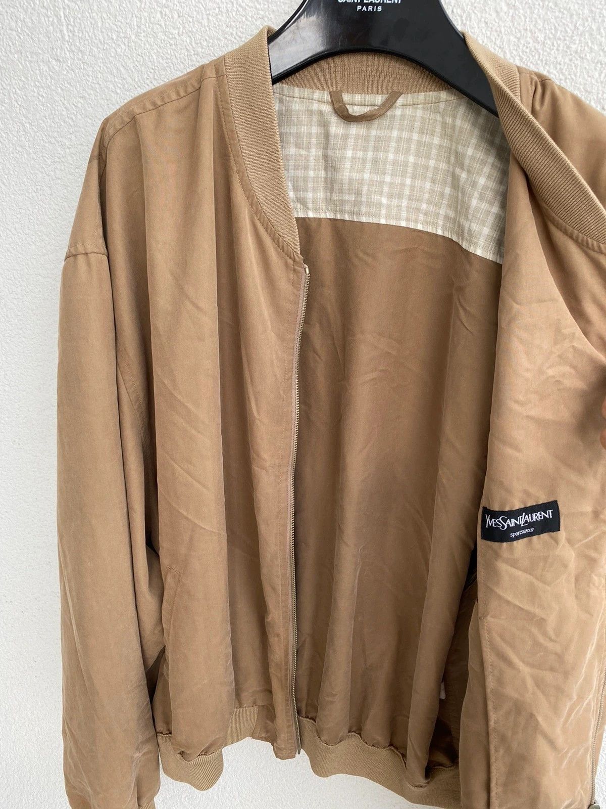 Yves Saint Laurent 90s YSL Jacket Bomber Beige Soft Vintage Yves Saint Laurent Size US XL / EU 56 / 4 - 8 Thumbnail