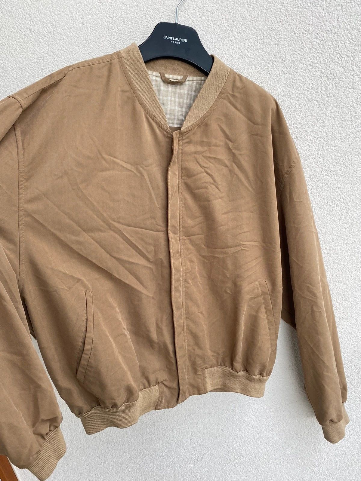 Yves Saint Laurent 90s YSL Jacket Bomber Beige Soft Vintage Yves Saint Laurent Size US XL / EU 56 / 4 - 4 Thumbnail