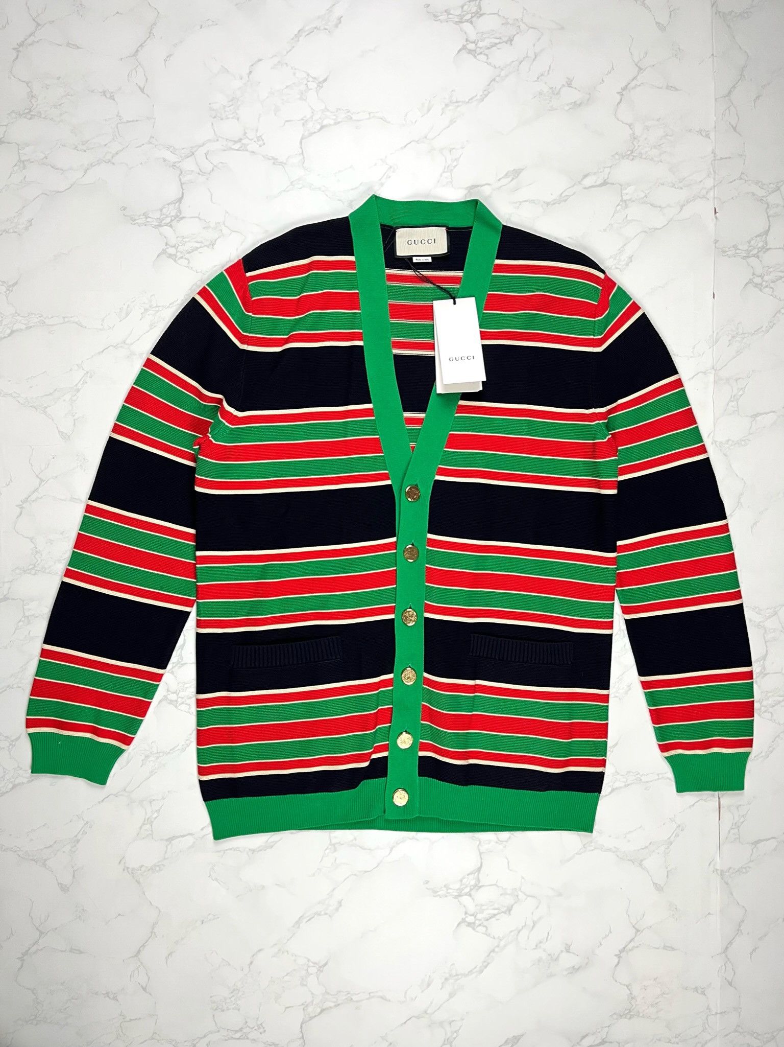 Gucci 🔥75% OFF🔥 [SALE] Gucci Striped Cotton Multicolor Cardigan Size US S / EU 44-46 / 1 - 1 Thumbnail