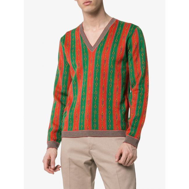 image of Gucci V-Neck Cashmere Blend Multi Sweater, Men's (Size XS)