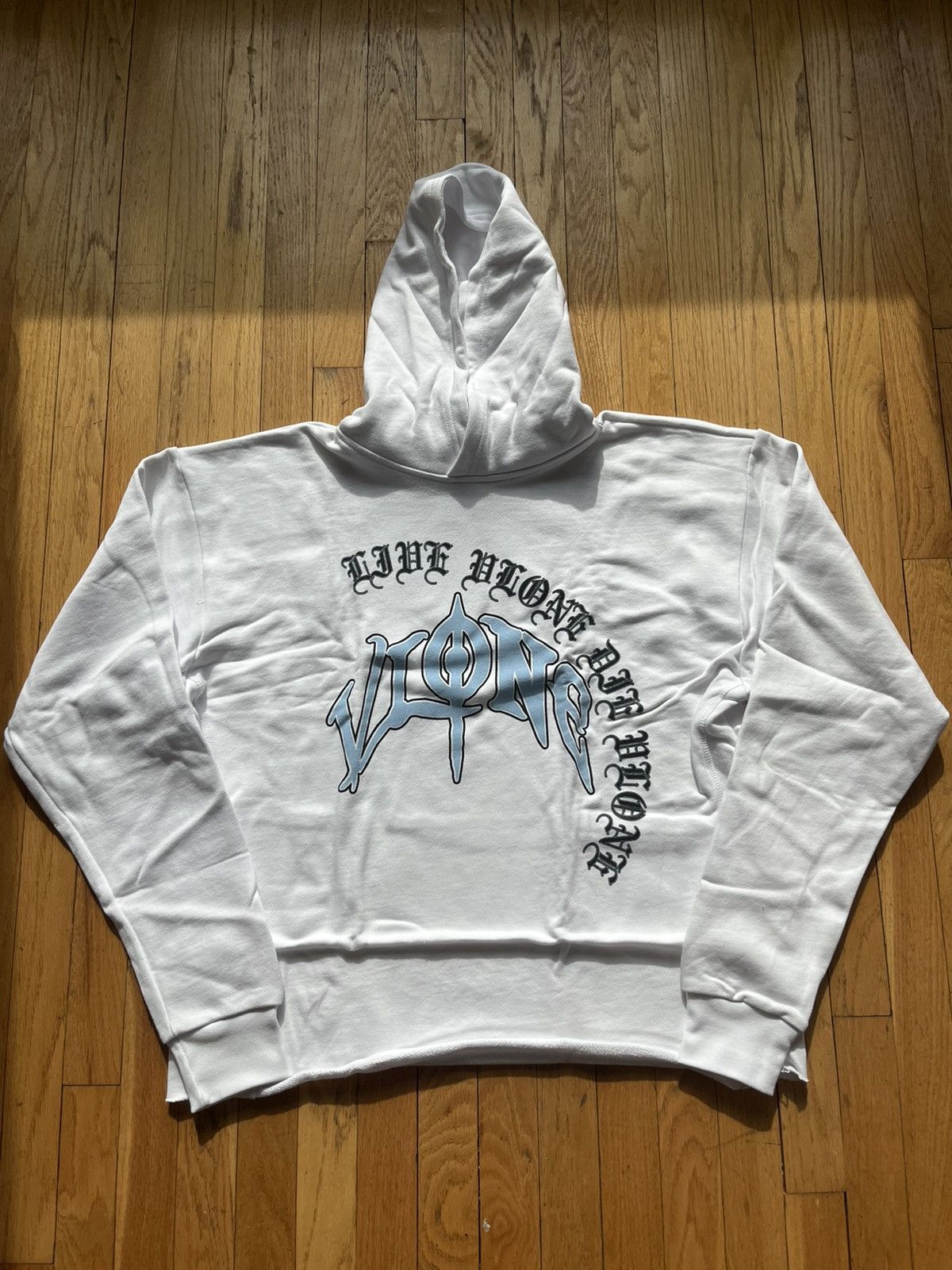 Vlone Old English Oversized Hoodie White Size Medium