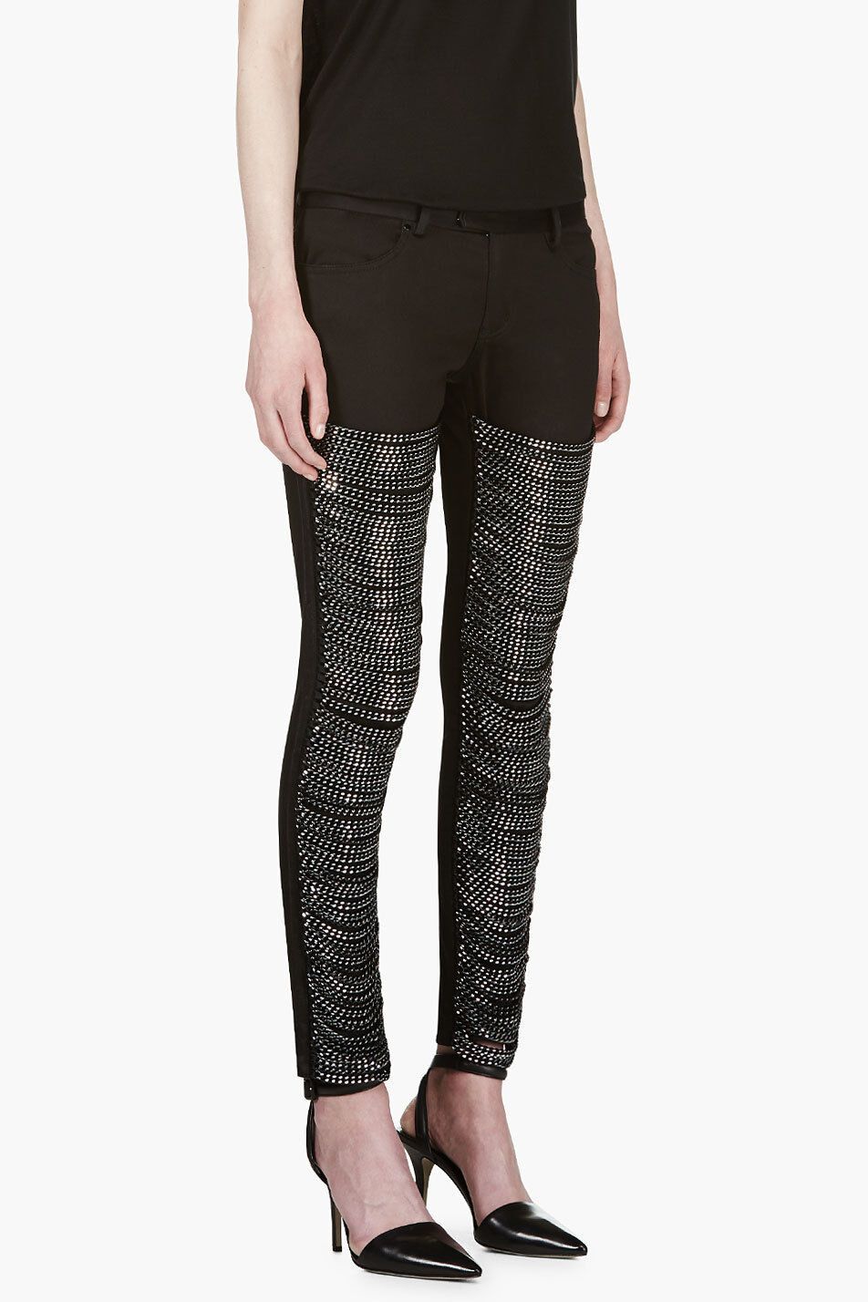 image of Undercover Ss14 Runway Black Chain Draped Jeans, Women's (Size 26)