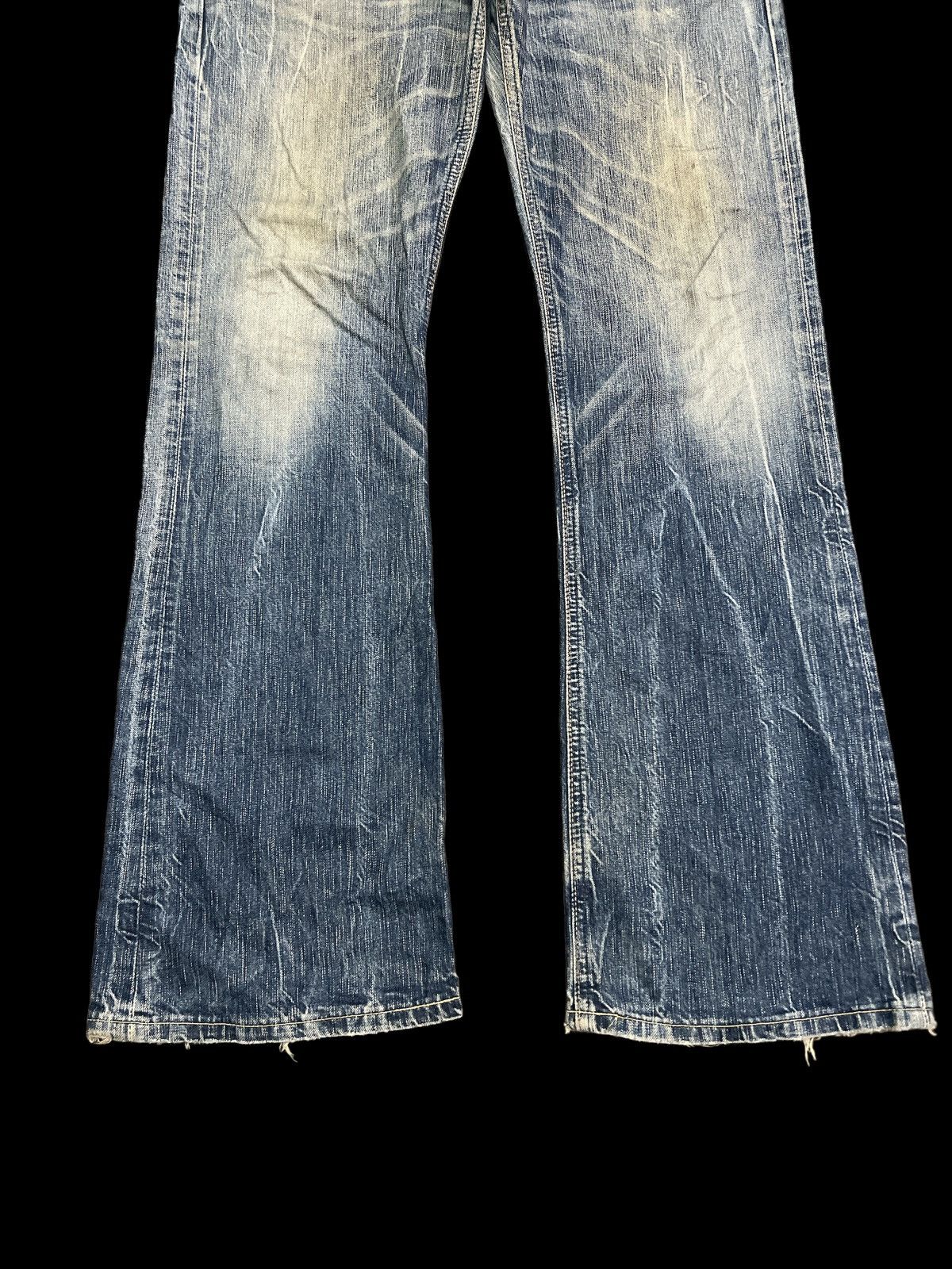 Japanese Brand FLARED💥EDWIN 503 BLUE TRIP DISTRESSED DENIM PANT Size US 33 - 4 Thumbnail