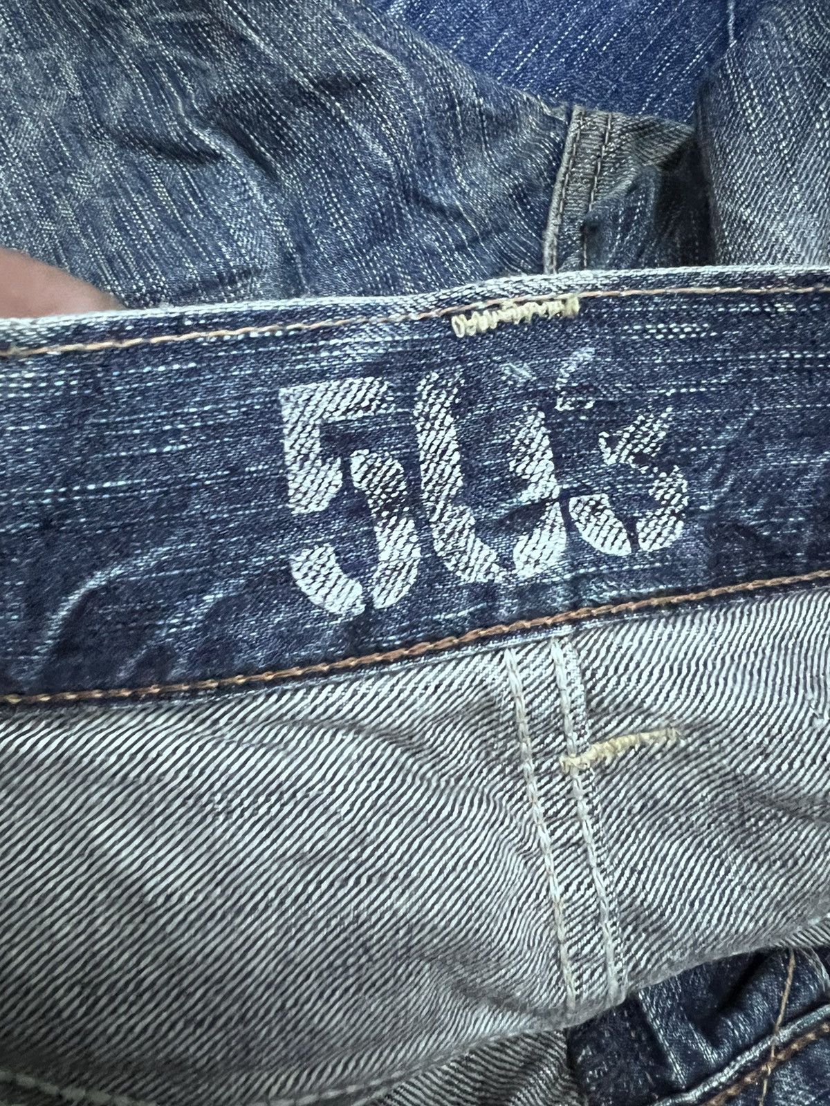 Japanese Brand FLARED💥EDWIN 503 BLUE TRIP DISTRESSED DENIM PANT Size US 33 - 7 Thumbnail