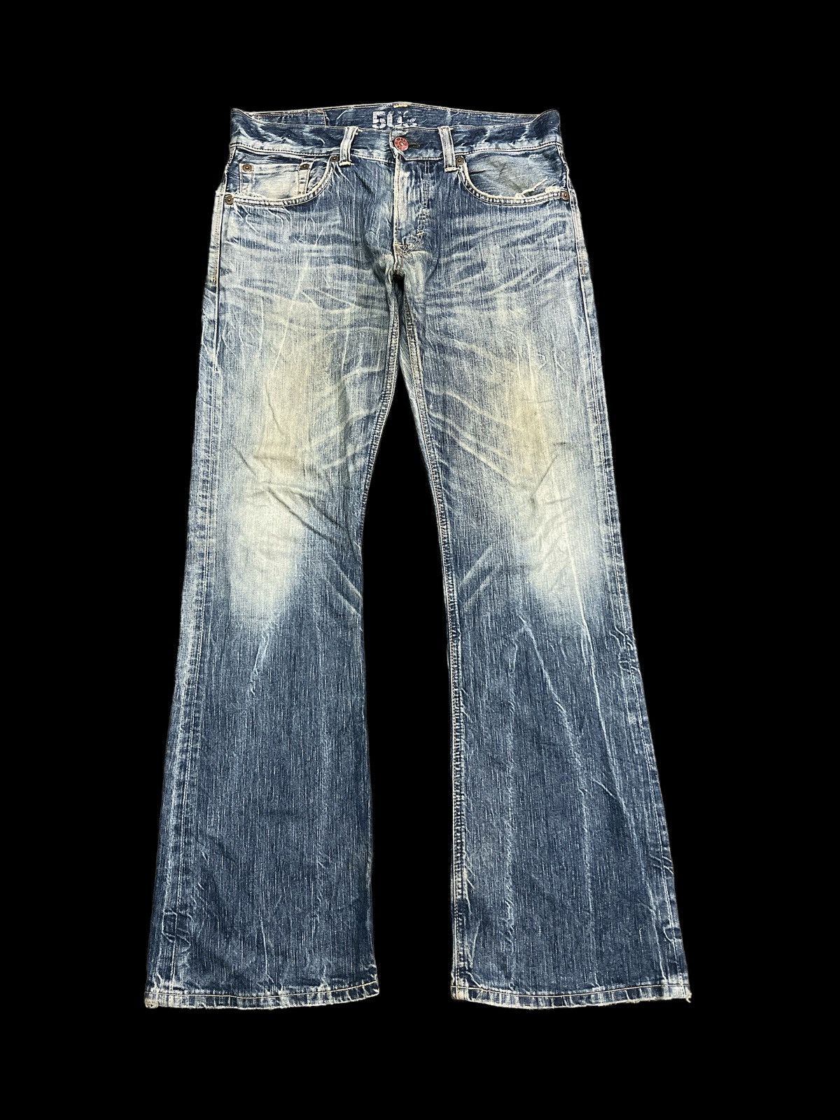FLARED💥EDWIN 503 BLUE TRIP DISTRESSED DENIM PANT