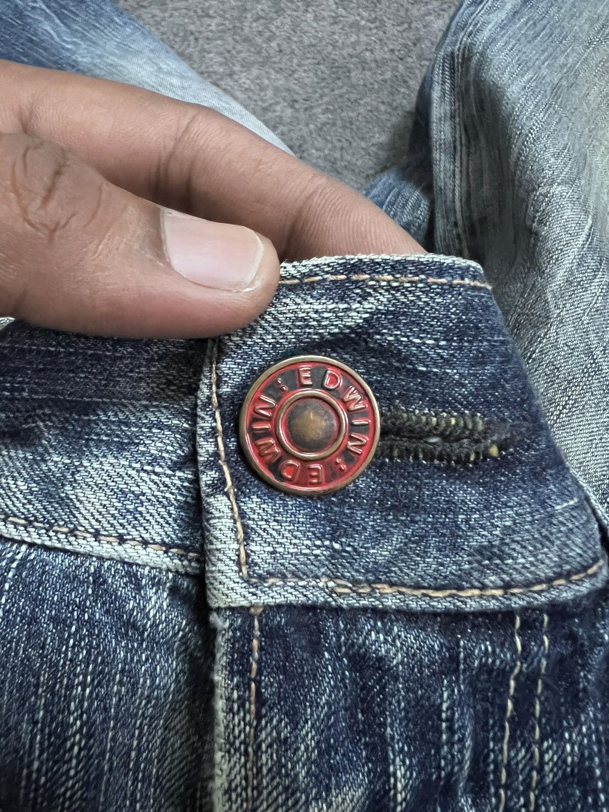 Japanese Brand FLARED💥EDWIN 503 BLUE TRIP DISTRESSED DENIM PANT Size US 33 - 8 Thumbnail