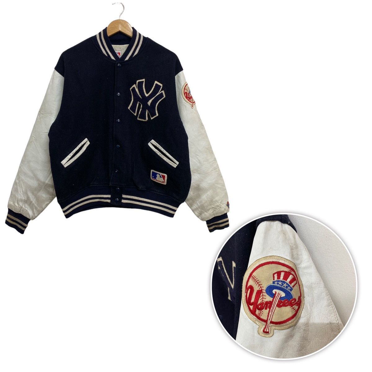 New York Yankees × Vintage Vintage New York Yankees Felco Varsity Jacket USA Made Size US XL / EU 56 / 4 - 1 Thumbnail