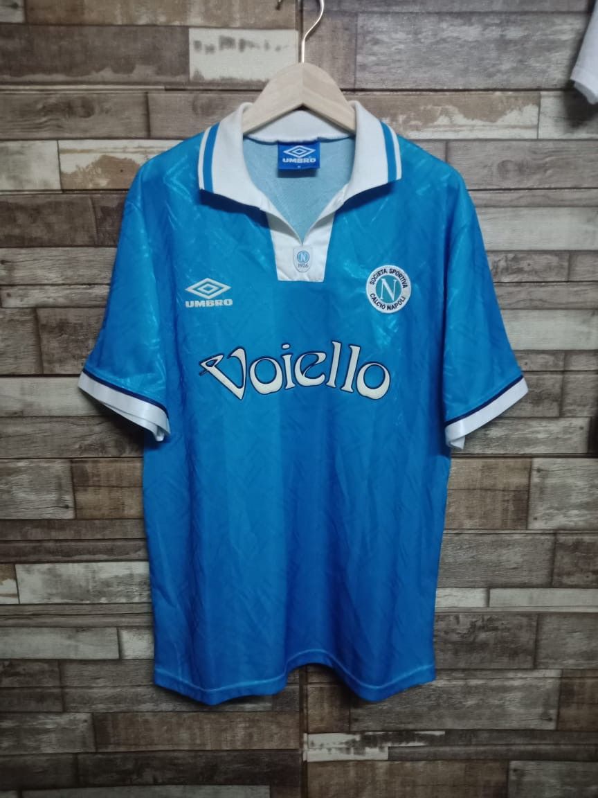 image of Ssc Napoli Italy 1993/1994 Home Football Shirt Umbro in Blue, Men's (Size Medium)