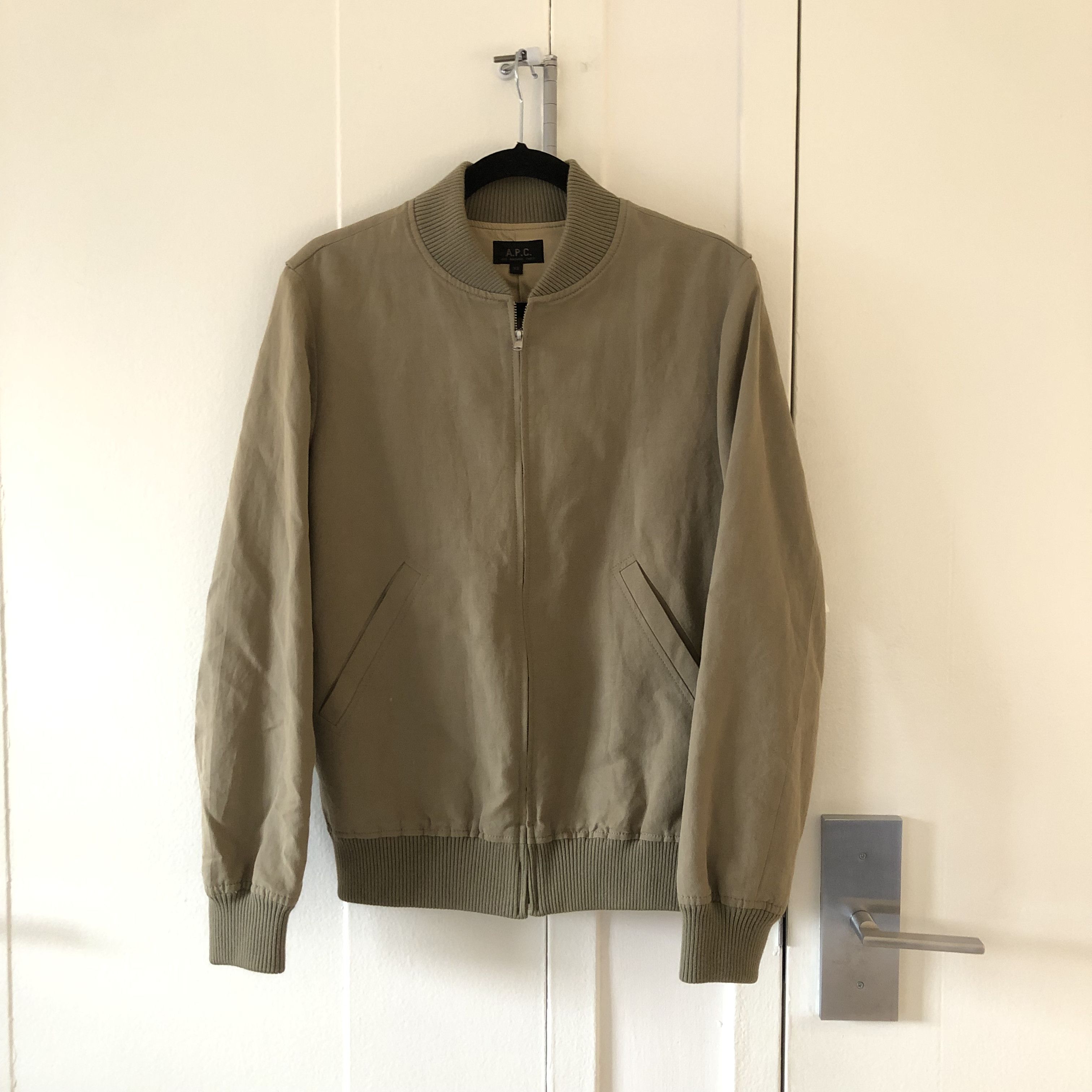 image of A P C Bomber Jacket in Beige, Men's (Size XS)