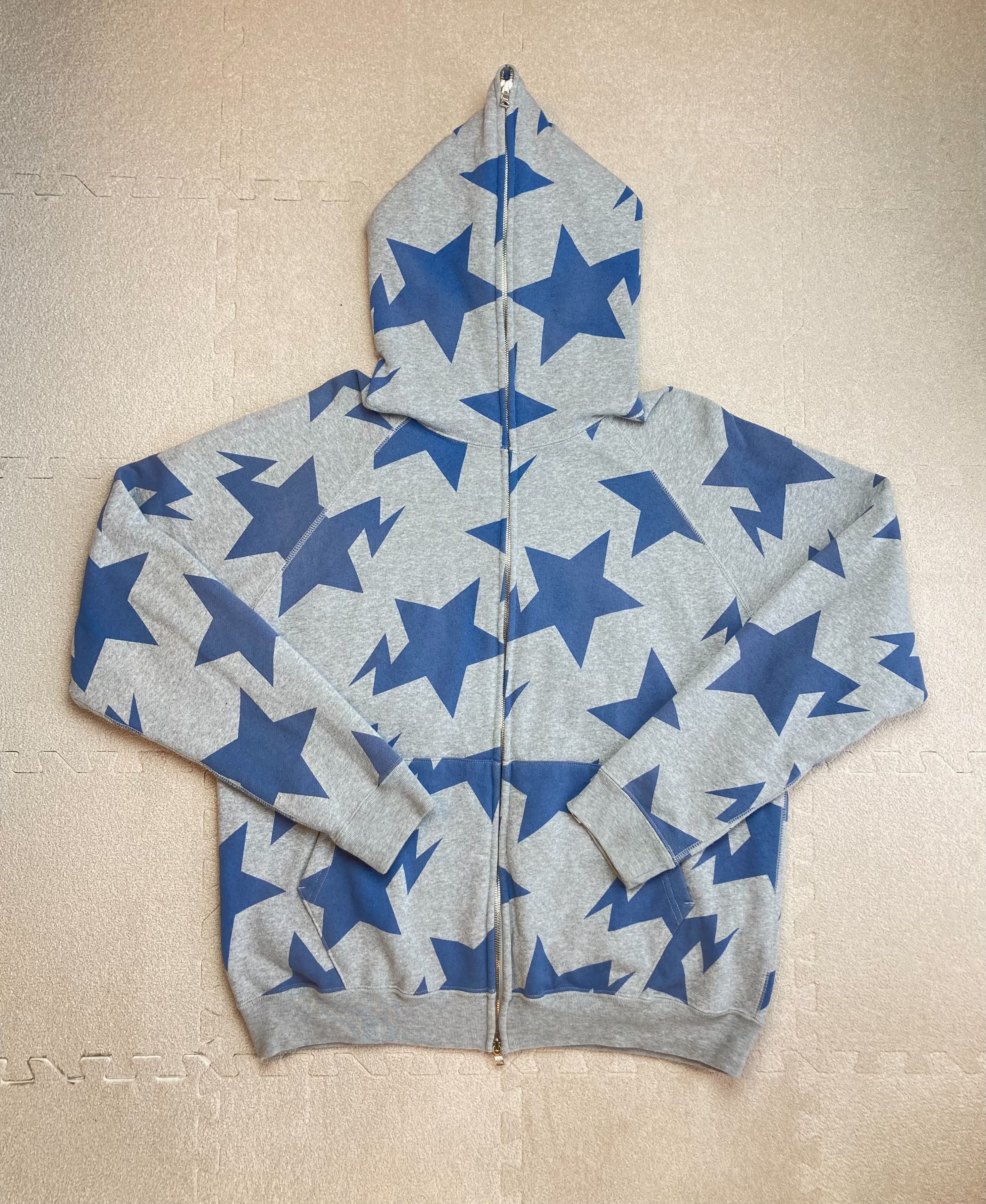 Bape Bape Gray Blue Bapesta Star Logo Full Zip Hoodie Size M | Grailed