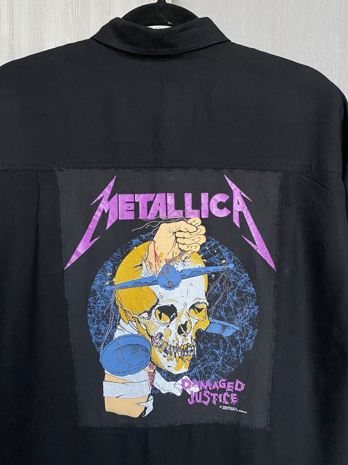 Vintage New Roads Metallica -Damaged Justice Button Up Shirt Size US S / EU 44-46 / 1 - 3 Thumbnail
