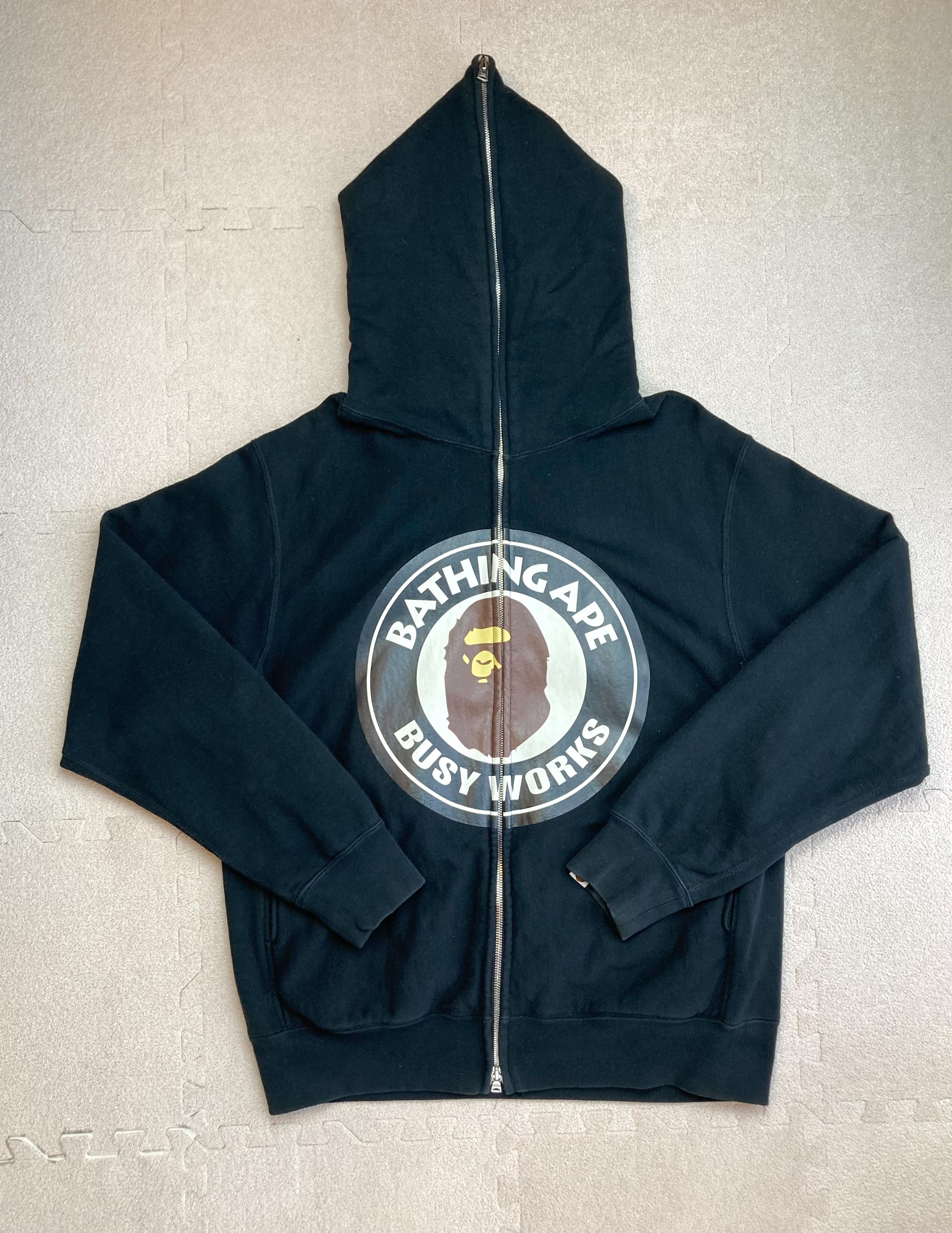 image of Bape Black College Color Logo Full Zip Hoodie Size M, Men's