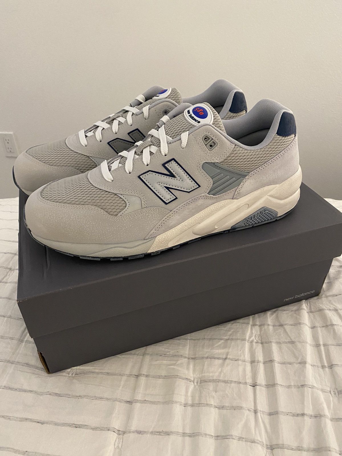 image of New Balance 580 Raincloud Size 13 Shoes in Raincloud/Navy/Silver, Men's
