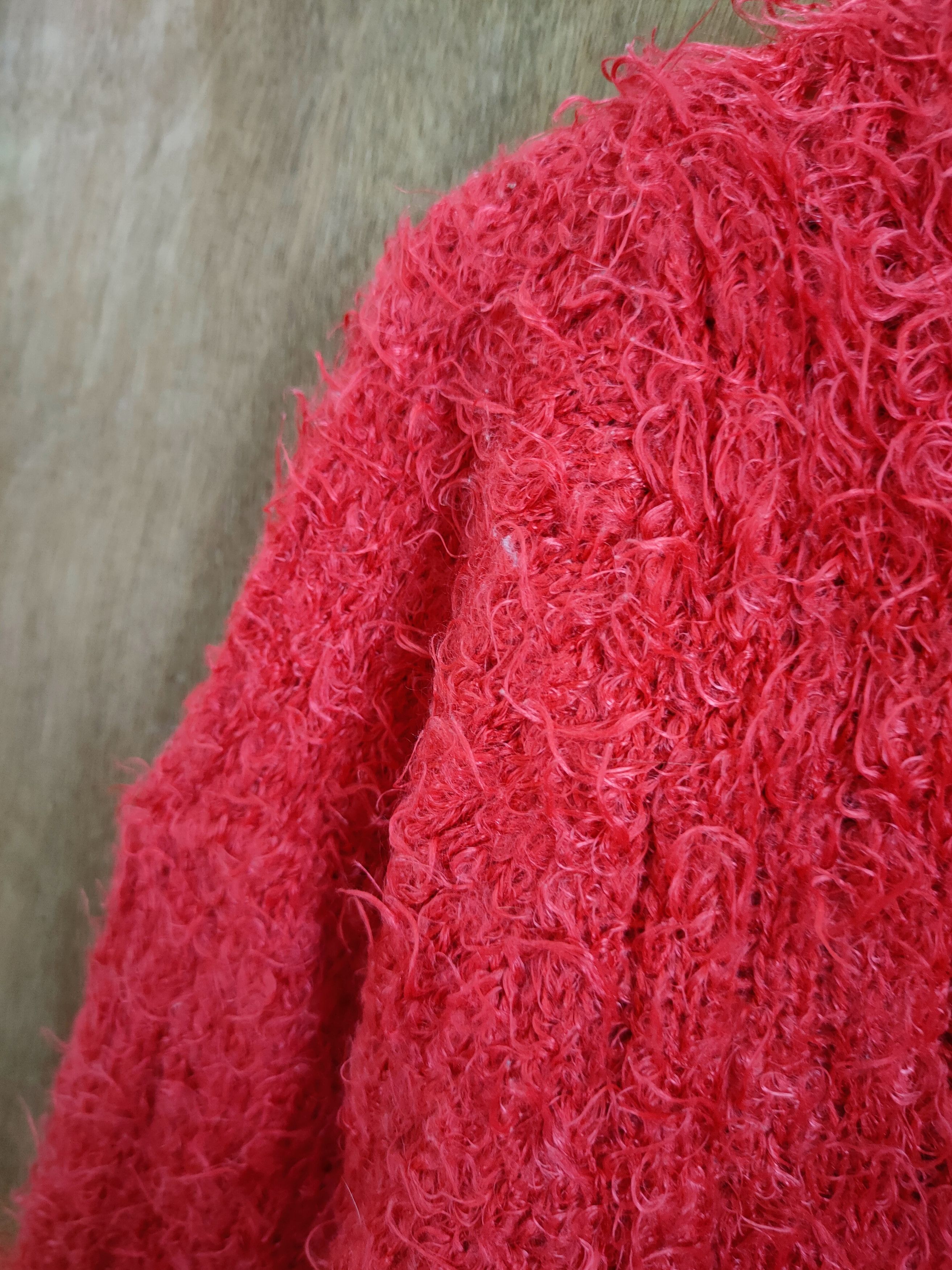 Homespun Knitwear D Chocol Rafine Red Shag shaggy mohair fur knitwear #46-912 Size S / US 4 / IT 40 - 5 Thumbnail