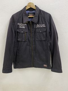 Vintage Superdry Worker Hooded Dark Denim Jacket XS 