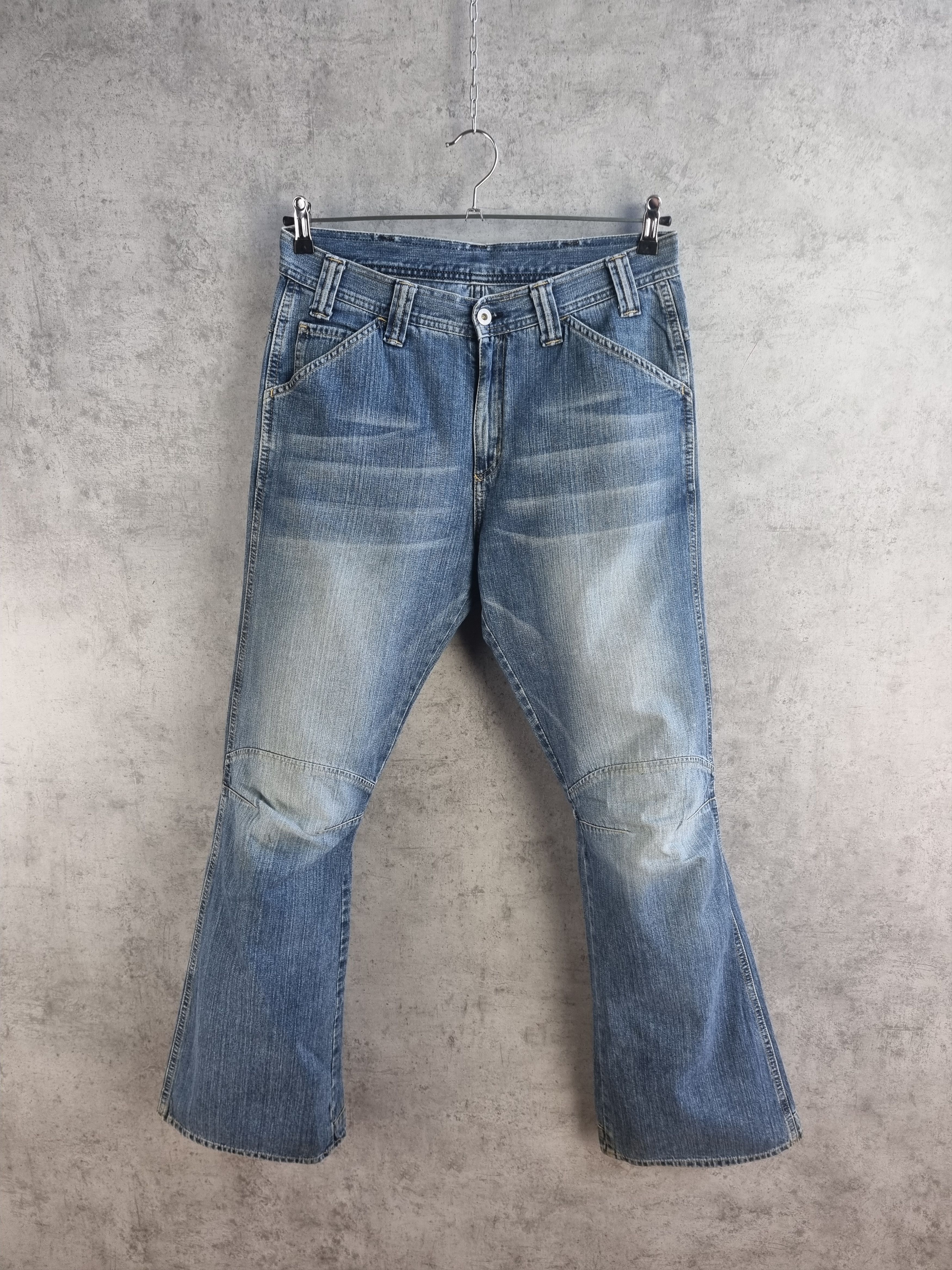 G-Star 90s Rare GSTAR Biker Knee Flared Jeans Stone Washed Size US 33 - 1 Thumbnail