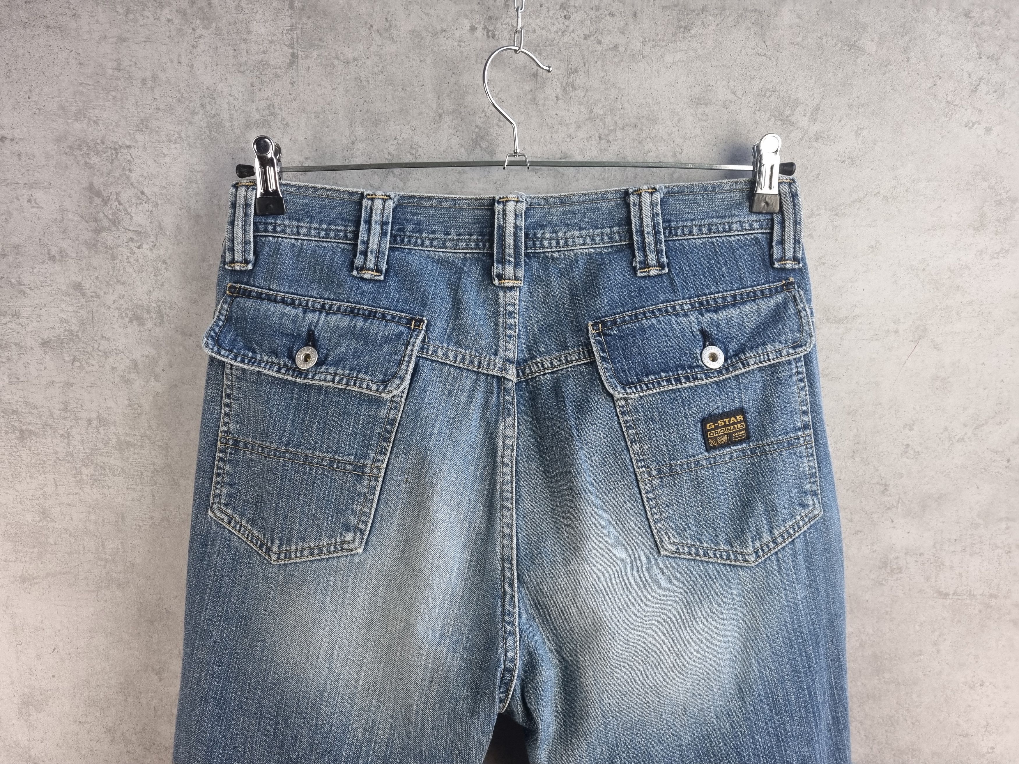G-Star 90s Rare GSTAR Biker Knee Flared Jeans Stone Washed Size US 33 - 4 Thumbnail
