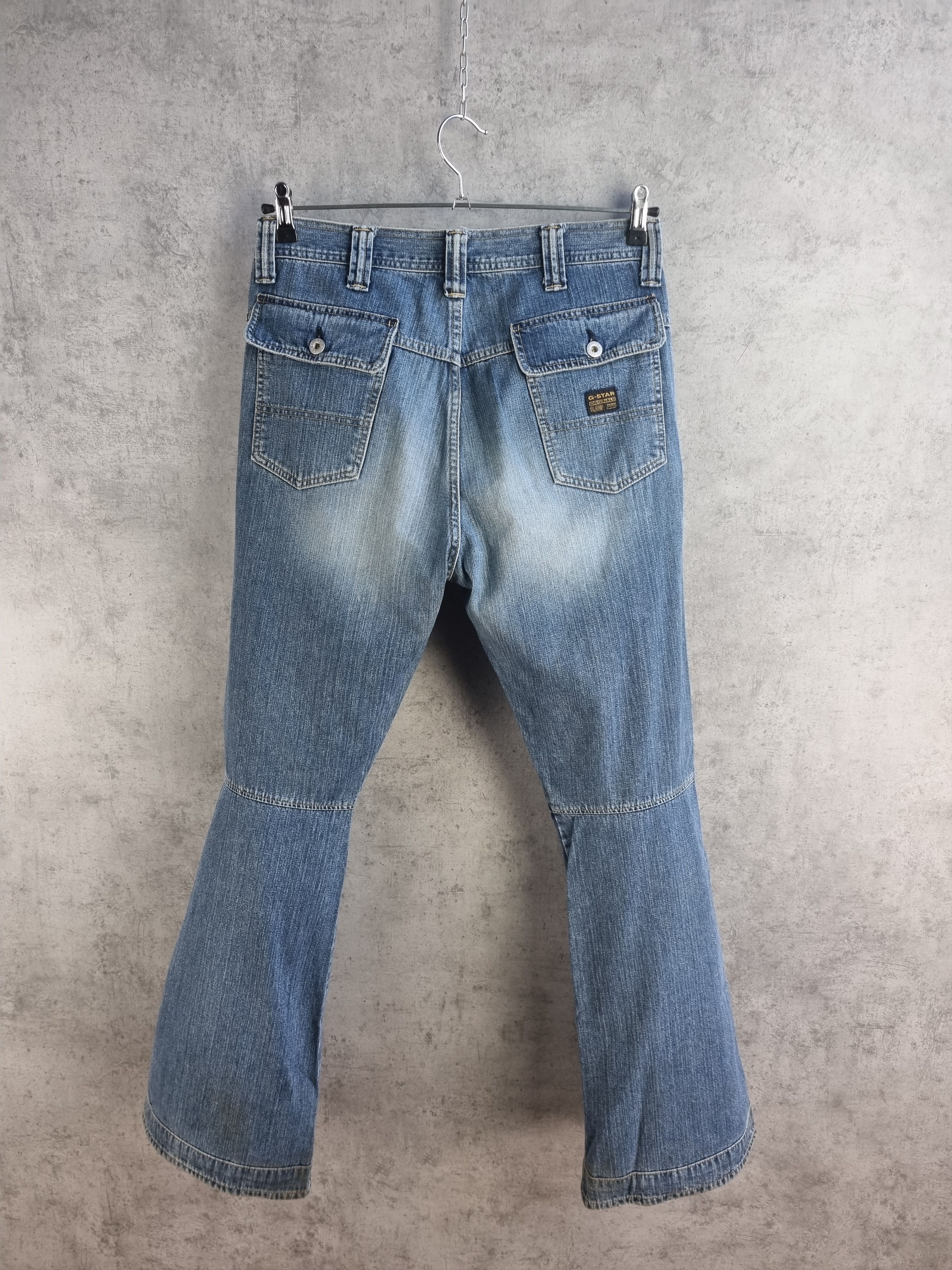 G-Star 90s Rare GSTAR Biker Knee Flared Jeans Stone Washed Size US 33 - 2 Thumbnail