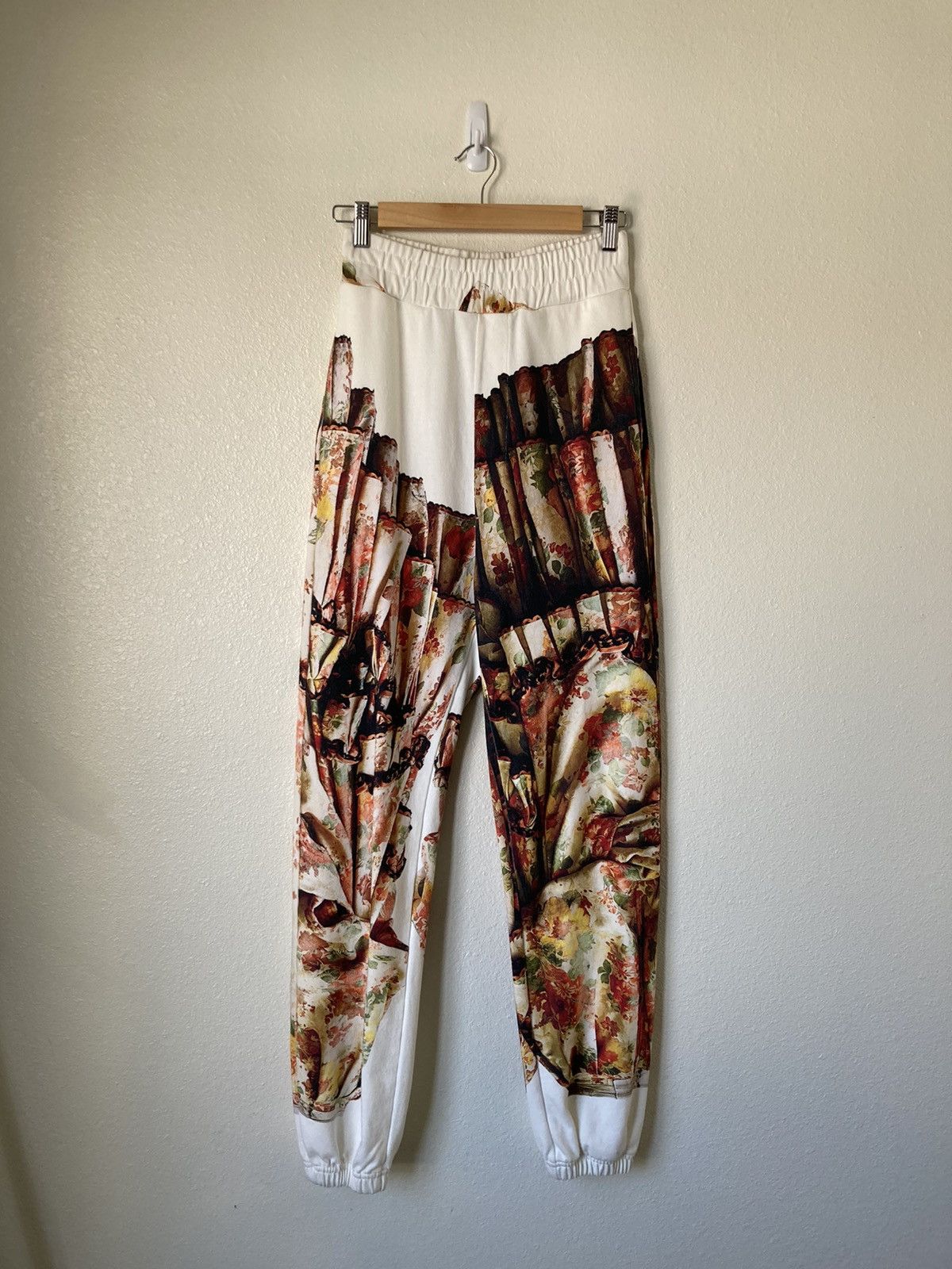 image of Stefan Cooke Ss20 Trompe L'oeil Dress Print Joggers Size M in White, Men's