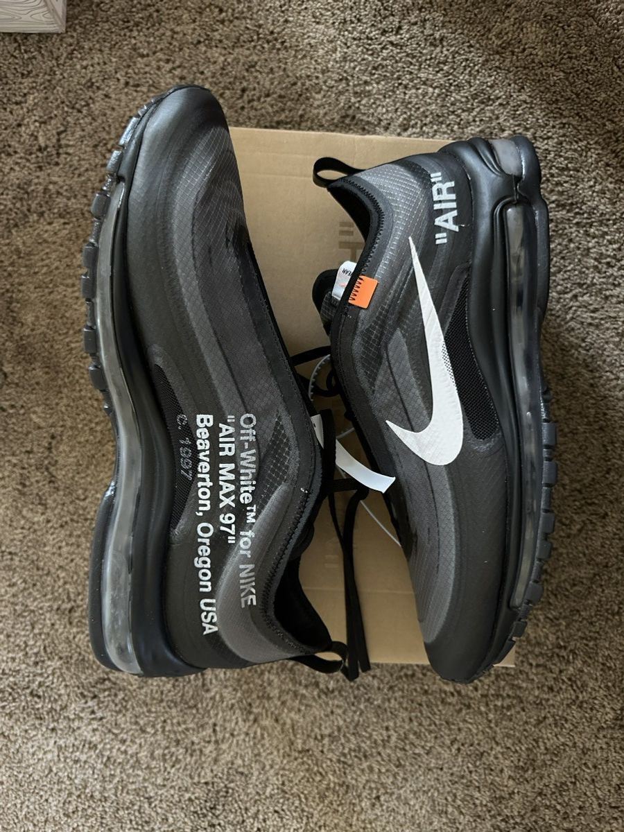 image of Nike Air Max 97 Off-White Black Shoes, Men's (Size 11)