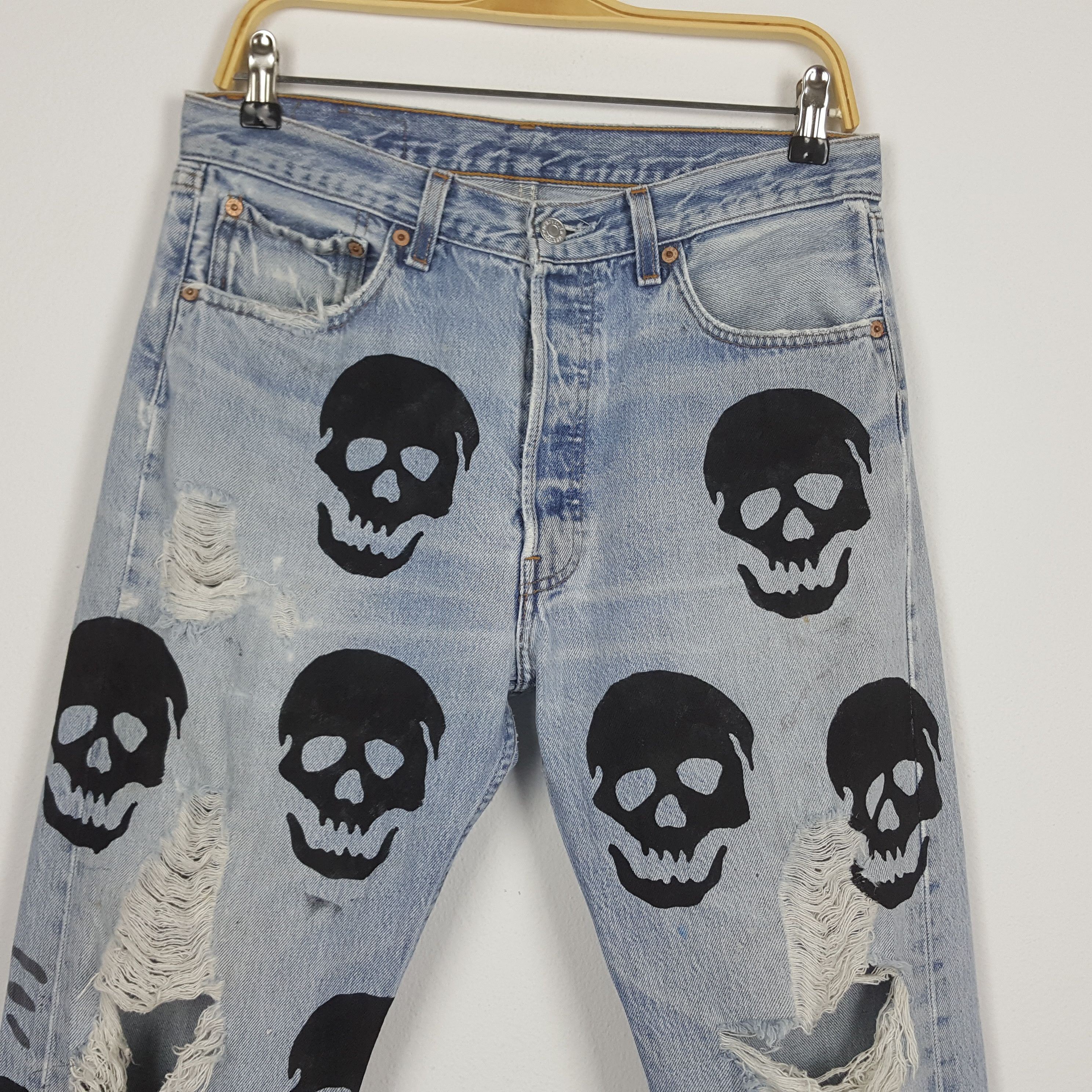 Levi's × Vintage Vintage Levi's 501 X Skull Distressed Kurt Cobai Pants cp1 Size US 32 / EU 48 - 7 Thumbnail