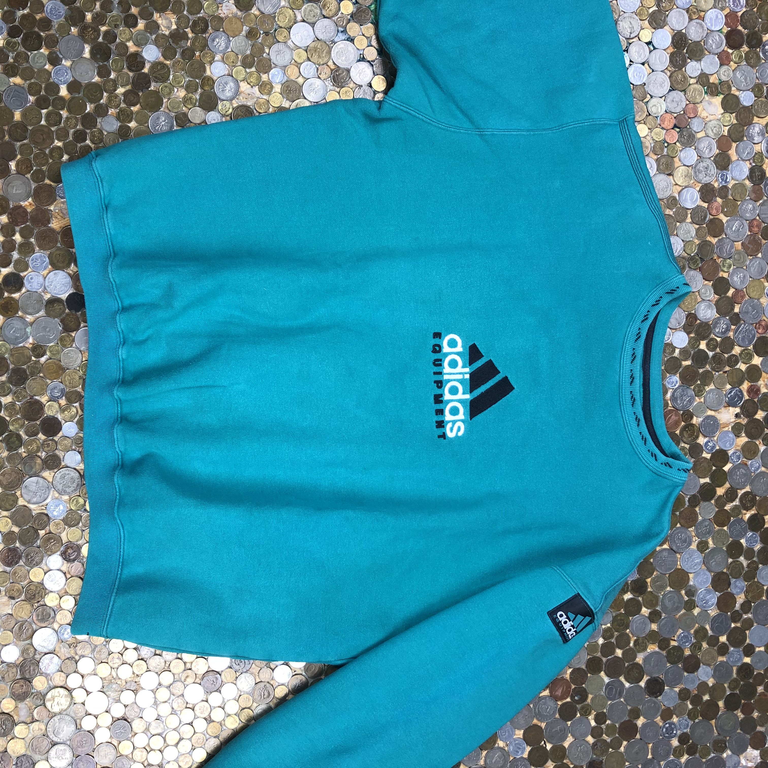 image of Adidas Eqt Eqiupmnet Crewneck in Green Turquise, Men's (Size Large)