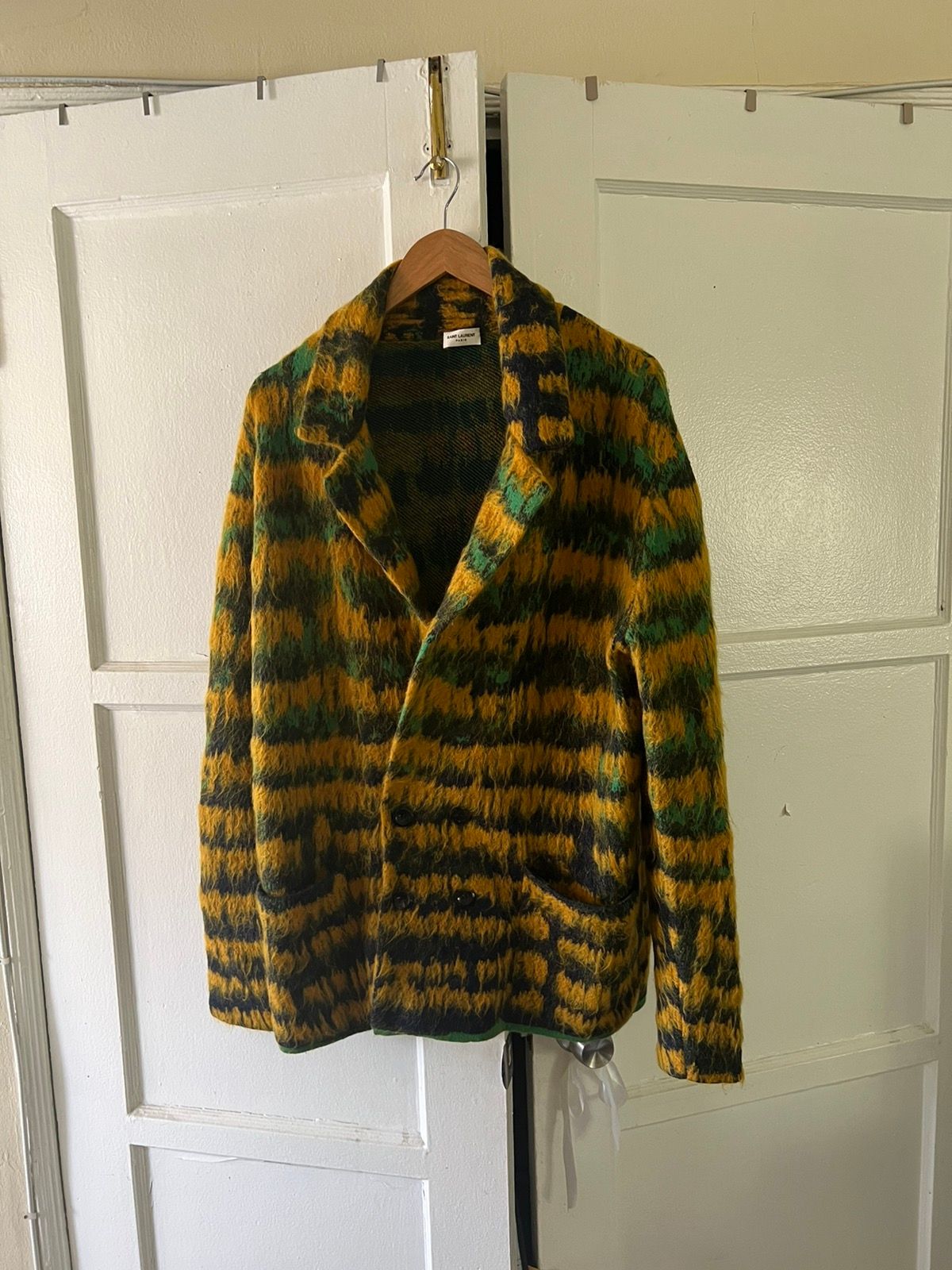 Pre-owned Saint Laurent Mohair Cardigan In Yellow