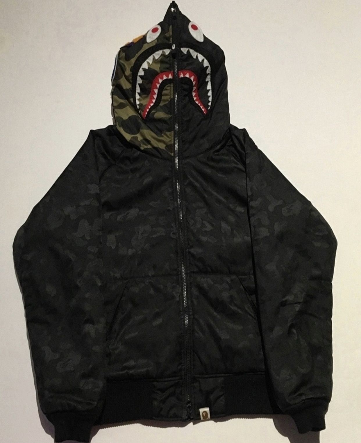 image of Bape Camo Shark Hoodie Heavy Jacket, Men's (Size Medium)
