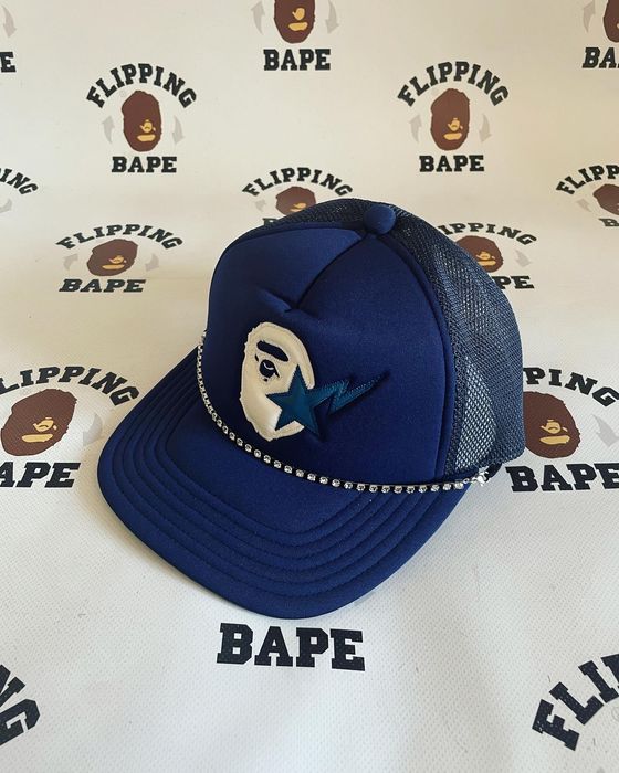 Bape BAPE STA APE HEAD LEATHER PATCHED MESH CAP | Grailed