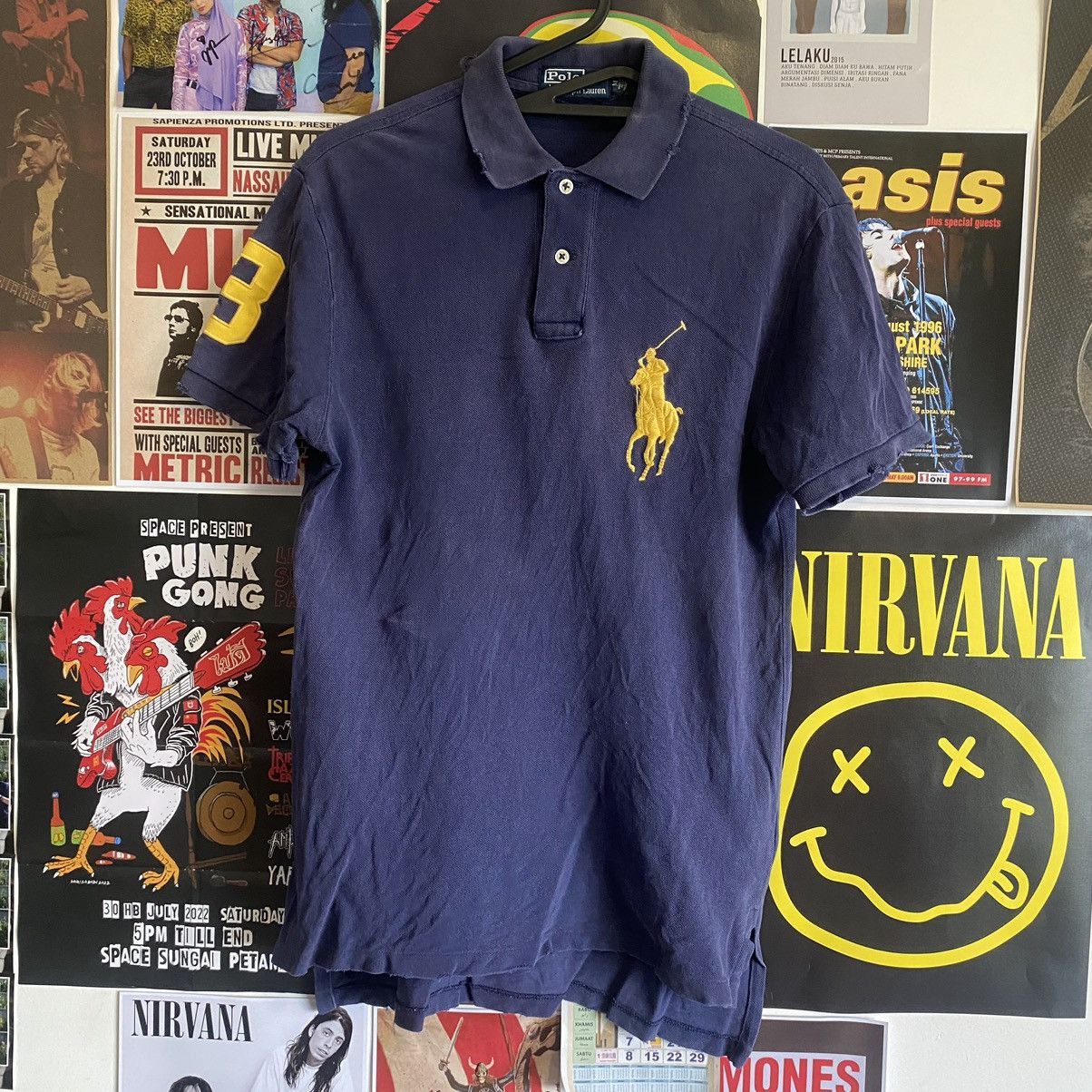 Vintage Vintage Polo Ralph Lauren Big Logo Distressed Shirt Size US S / EU 44-46 / 1 - 1 Thumbnail