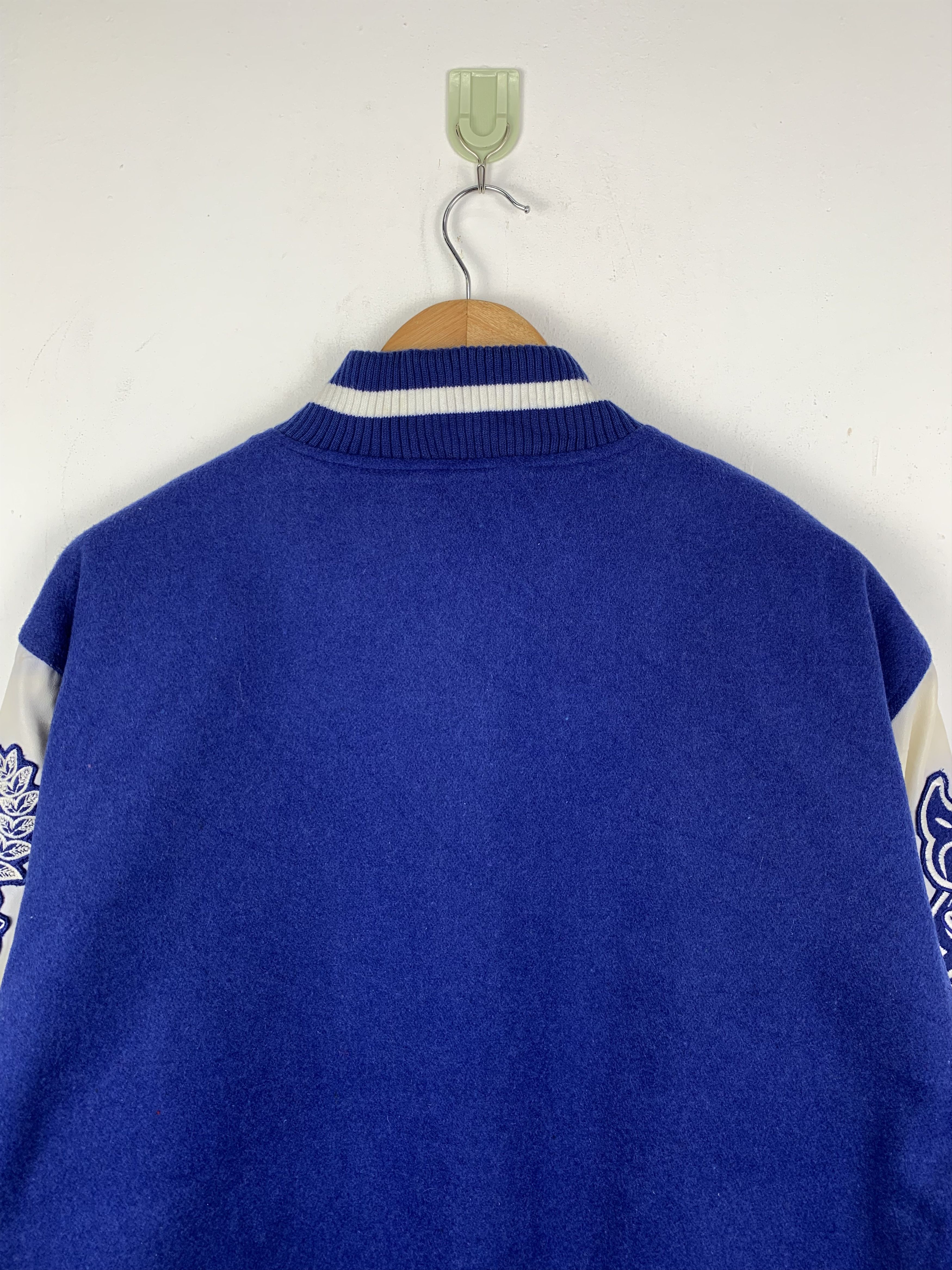 Vintage Vintage 90s Royal Spotters Leather Varsity Jacket Blue Size US L / EU 52-54 / 3 - 13 Thumbnail