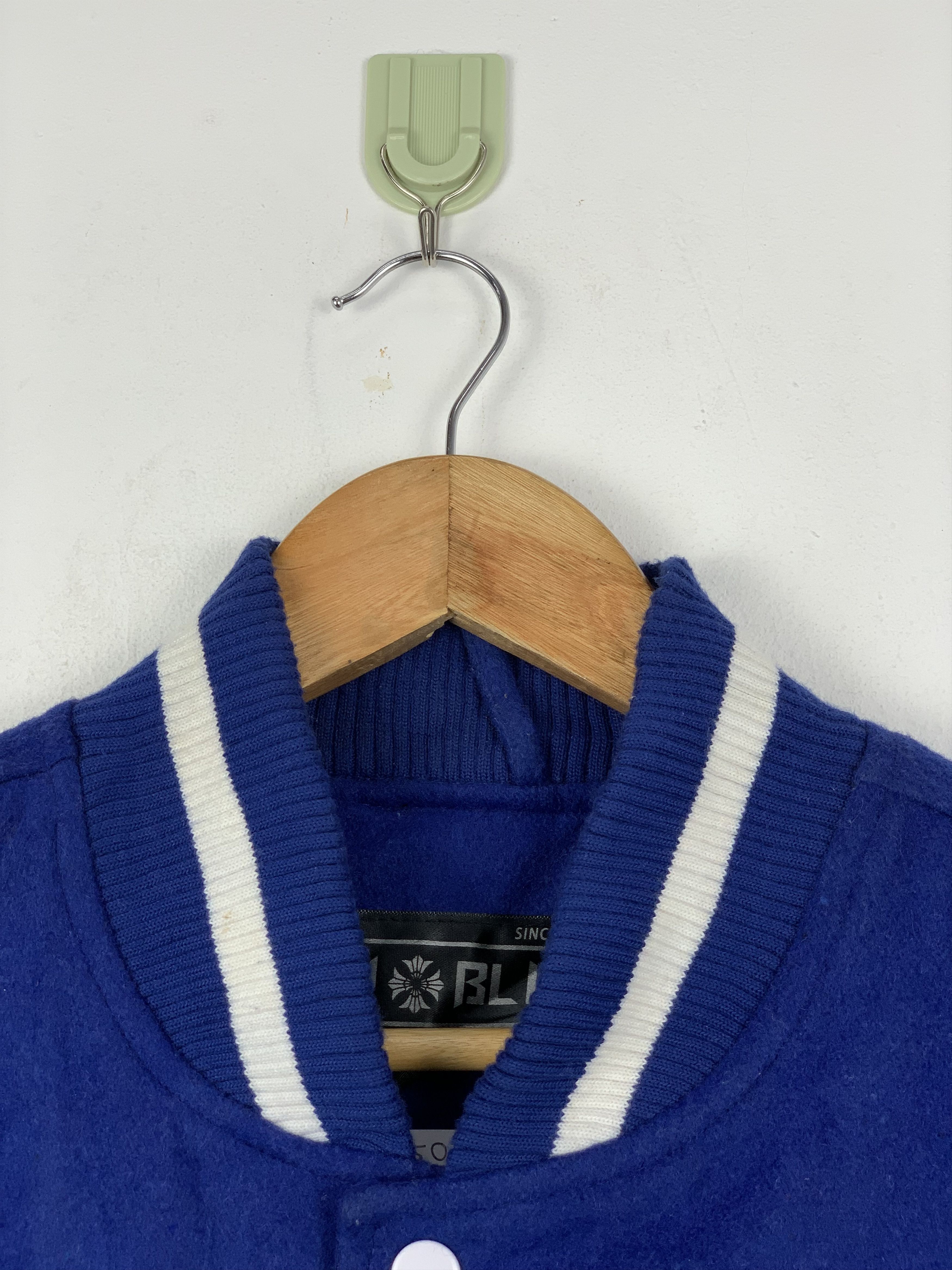 Vintage Vintage 90s Royal Spotters Leather Varsity Jacket Blue Size US L / EU 52-54 / 3 - 5 Thumbnail