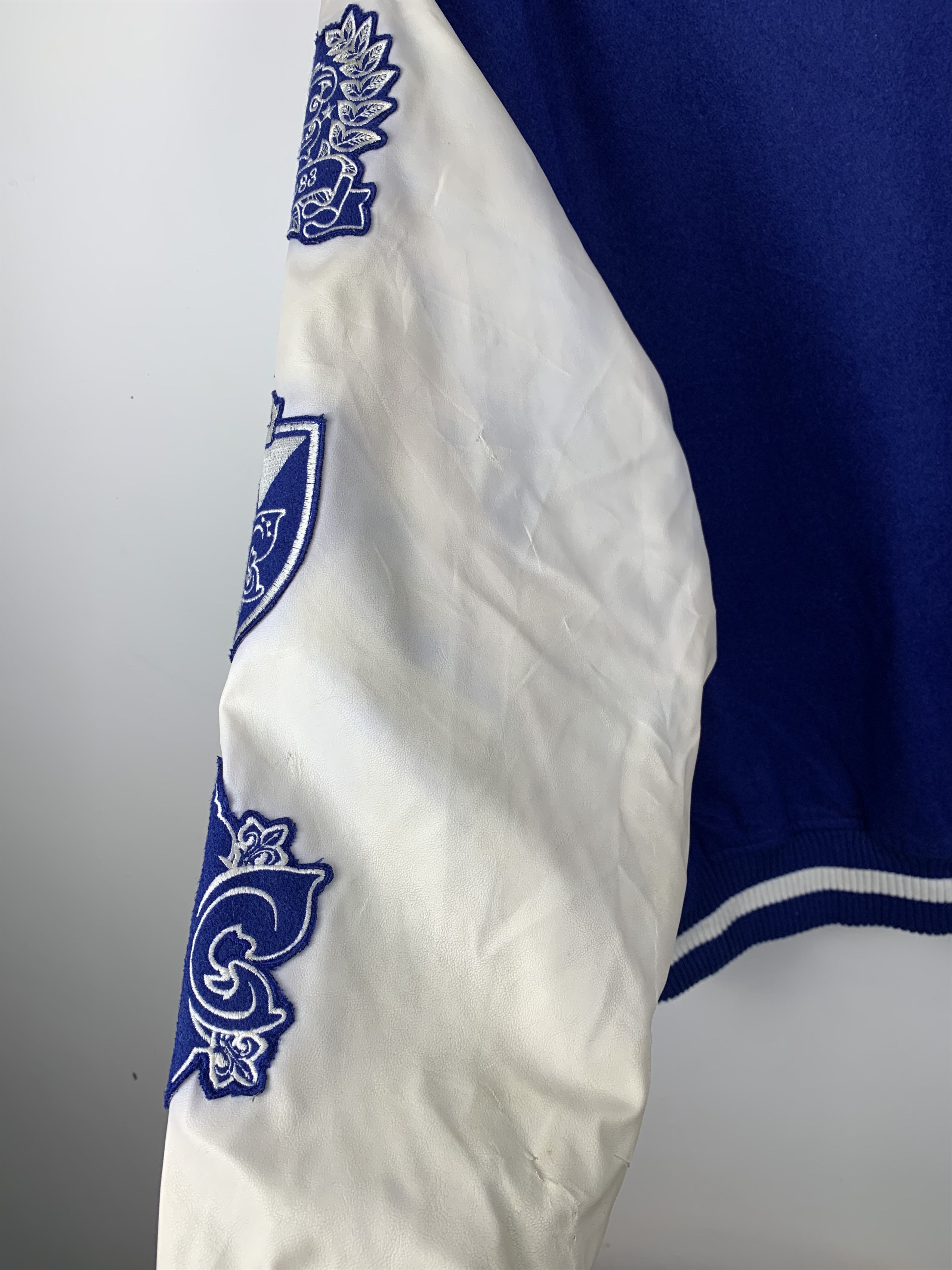Vintage Vintage 90s Royal Spotters Leather Varsity Jacket Blue Size US L / EU 52-54 / 3 - 15 Thumbnail