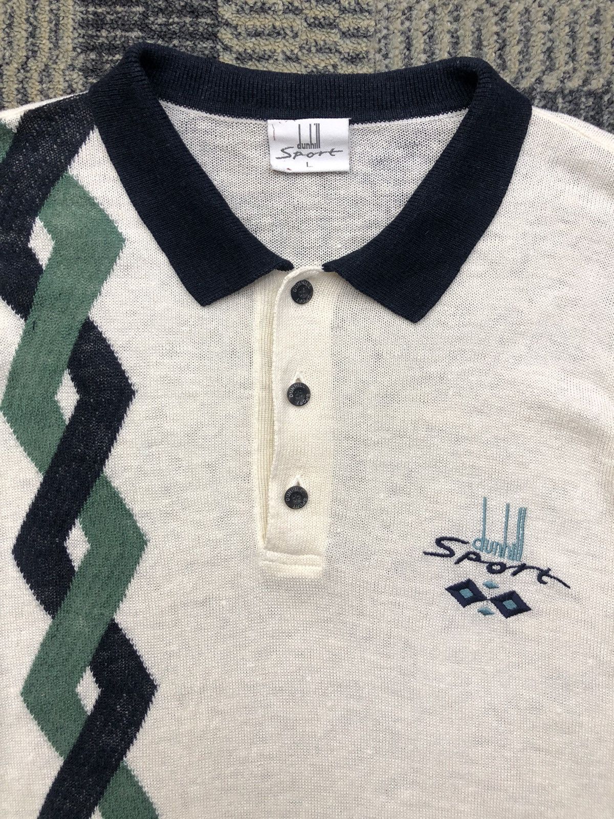 Alfred Dunhill Vintage Dunhill Sport Knitted Collar Top Size US L / EU 52-54 / 3 - 3 Thumbnail