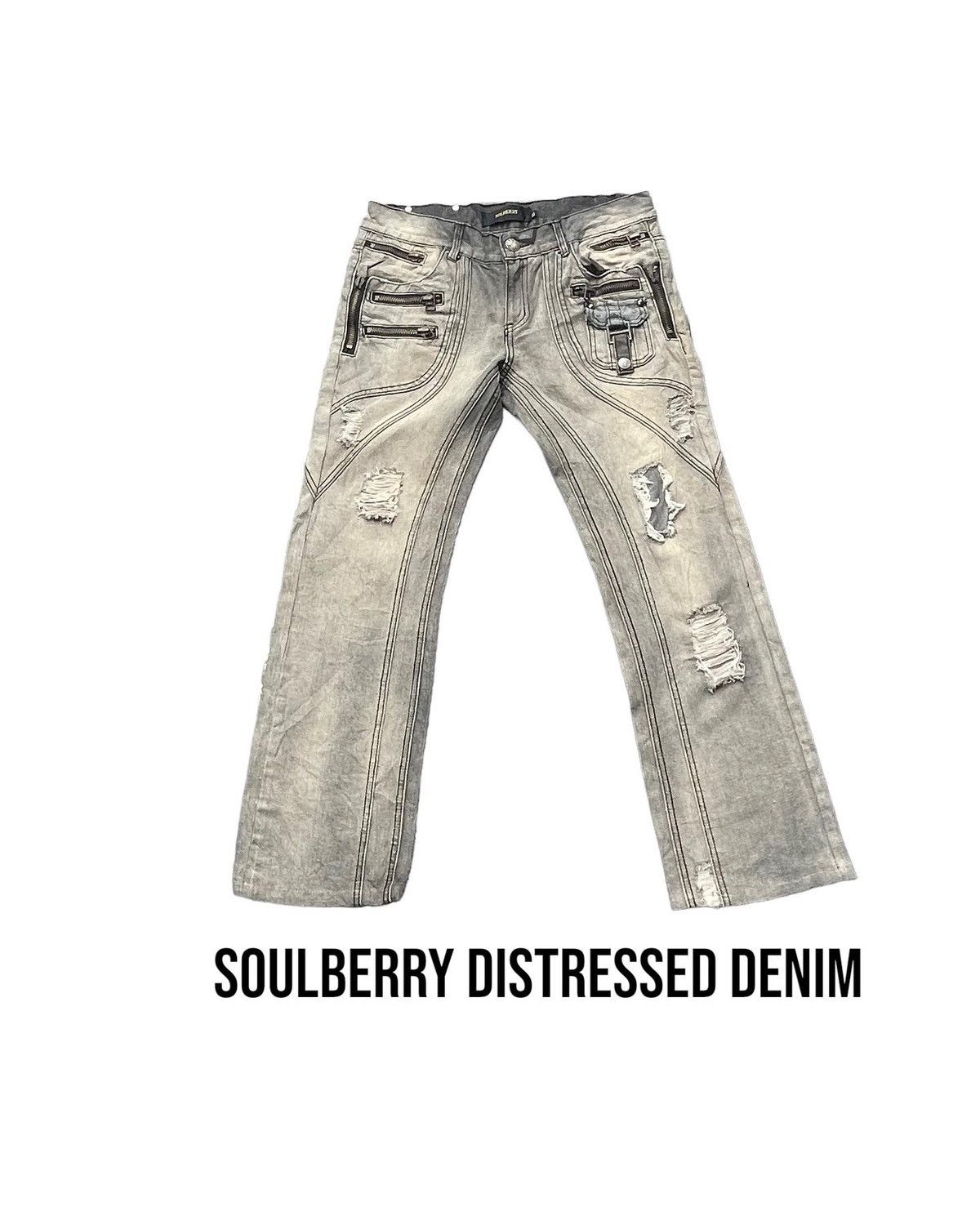 Japanese Brand Solberry Distressed Denim Size US 34 / EU 50 - 1 Thumbnail