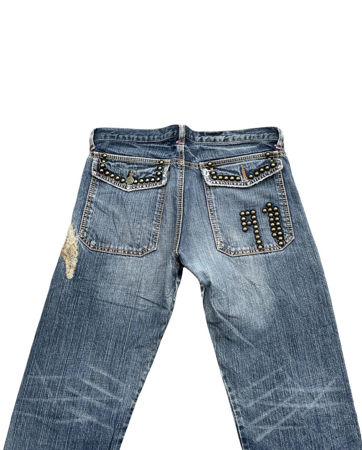 Japanese Brand Japanesse Traditional Eagle Emboiderey Denim Size US 33 - 8 Thumbnail