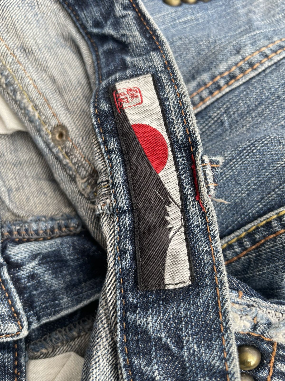 Japanese Brand Japanesse Traditional Eagle Emboiderey Denim Size US 33 - 13 Thumbnail