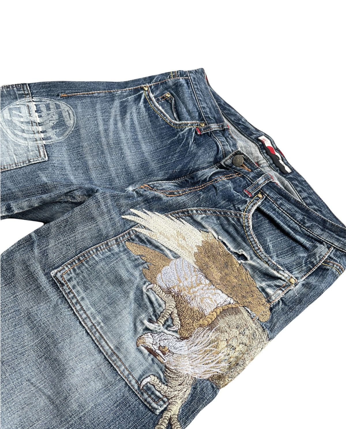 Japanese Brand Japanesse Traditional Eagle Emboiderey Denim Size US 33 - 4 Thumbnail