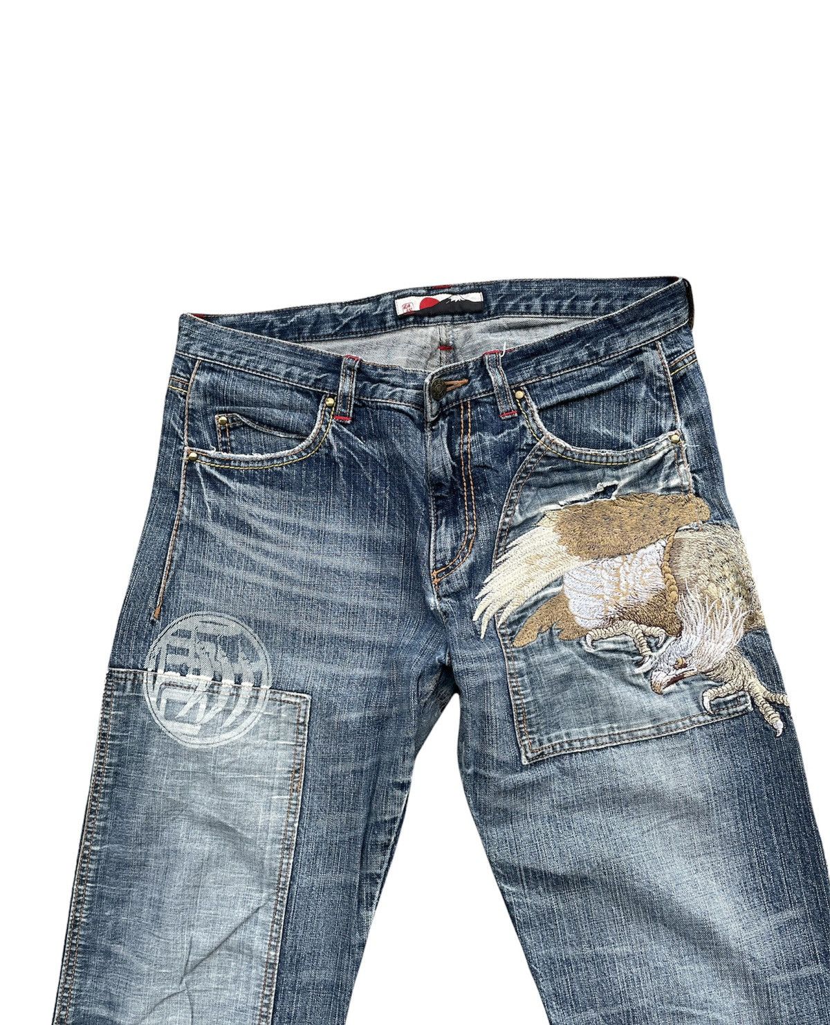 Japanese Brand Japanesse Traditional Eagle Emboiderey Denim Size US 33 - 3 Thumbnail