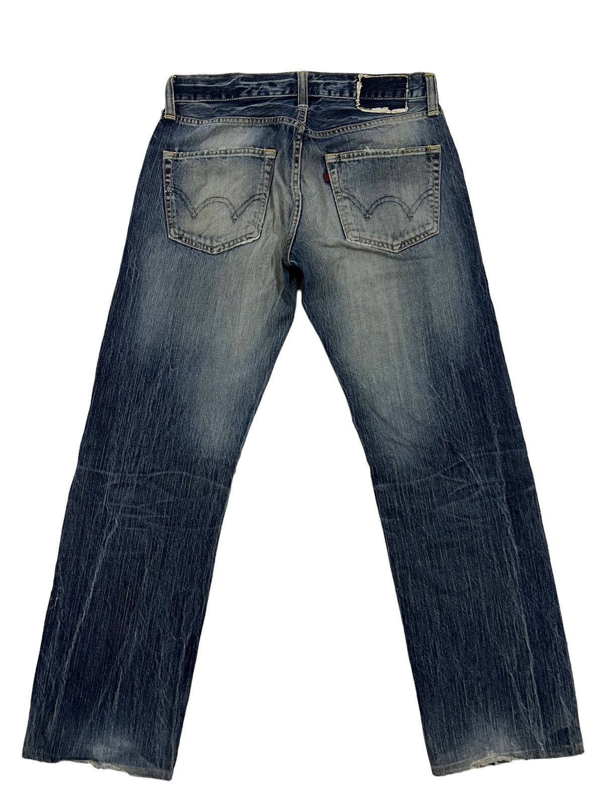 Vintage Vintage Edwin Blue Trip Distressed Jeans 33x30 Size US 32 / EU 48 - 3 Thumbnail