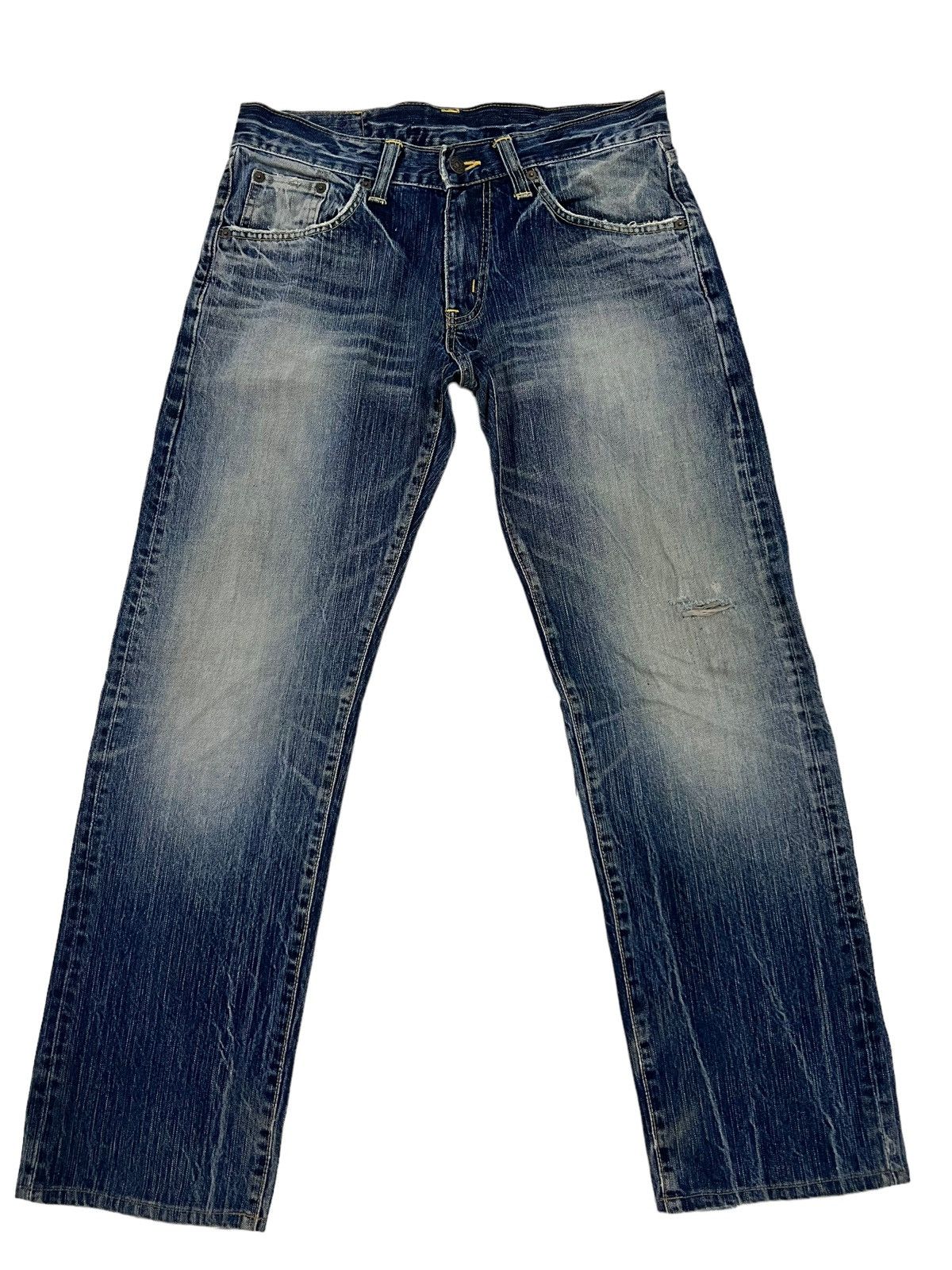 Vintage Vintage Edwin Blue Trip Distressed Jeans 33x30 Size US 32 / EU 48 - 2 Thumbnail