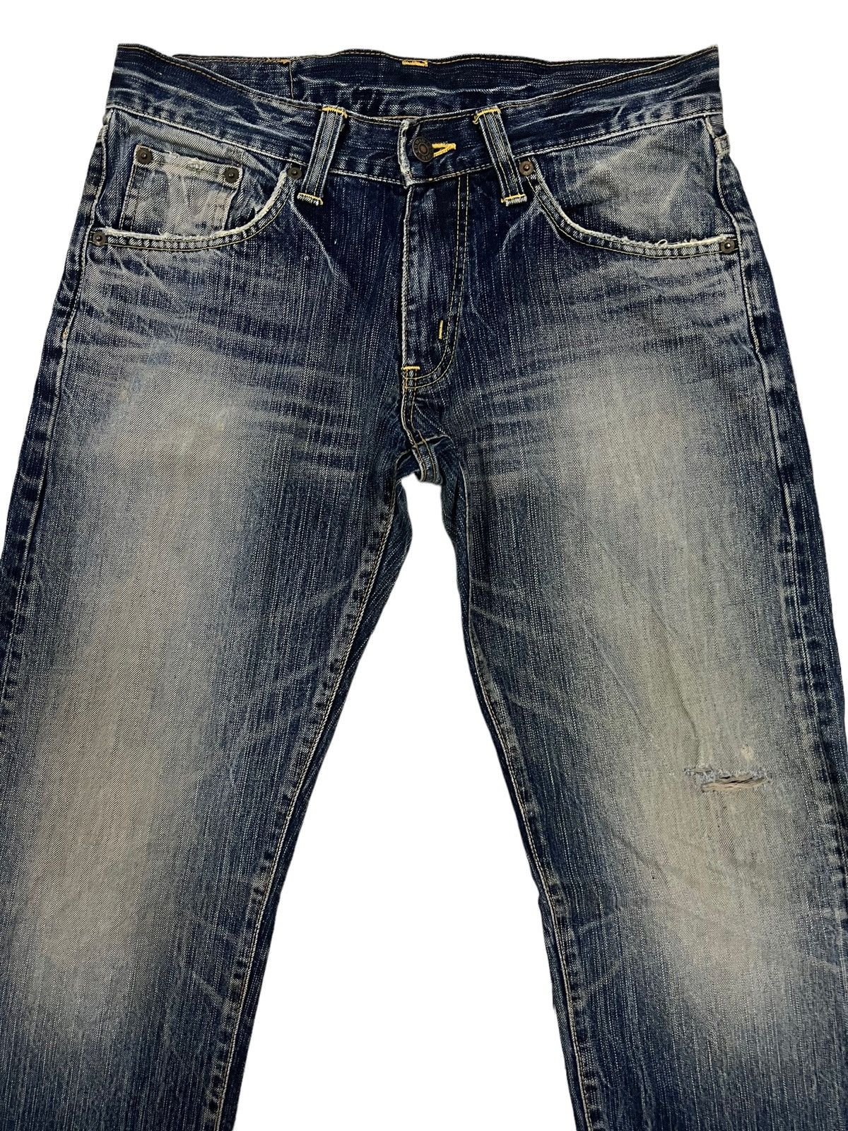 Vintage Vintage Edwin Blue Trip Distressed Jeans 33x30 Size US 32 / EU 48 - 4 Thumbnail