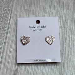 Kate Spade Jewelry | Kate Spade Yours Truly Pave Heart Studs Earrings | Color: Gold | Size: Os | Aishahshakir's Closet