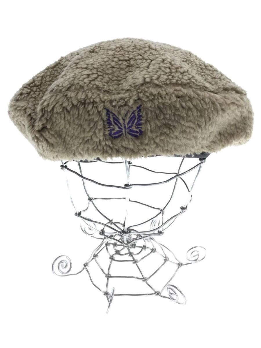 image of Needles Faux Boa Fleece Butterfly Logo Beret in Beige, Women's