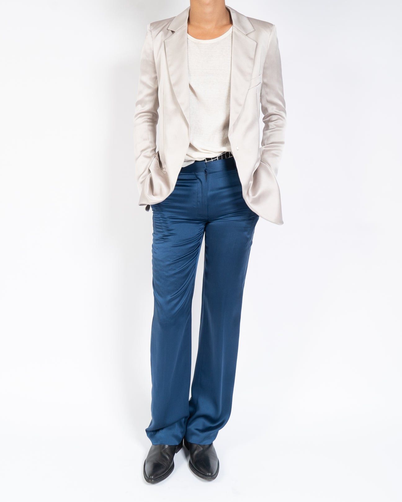 Haider Ackermann SS14 Silk Satin Trousers Blue Size US 30 / EU 46 - 5 Thumbnail