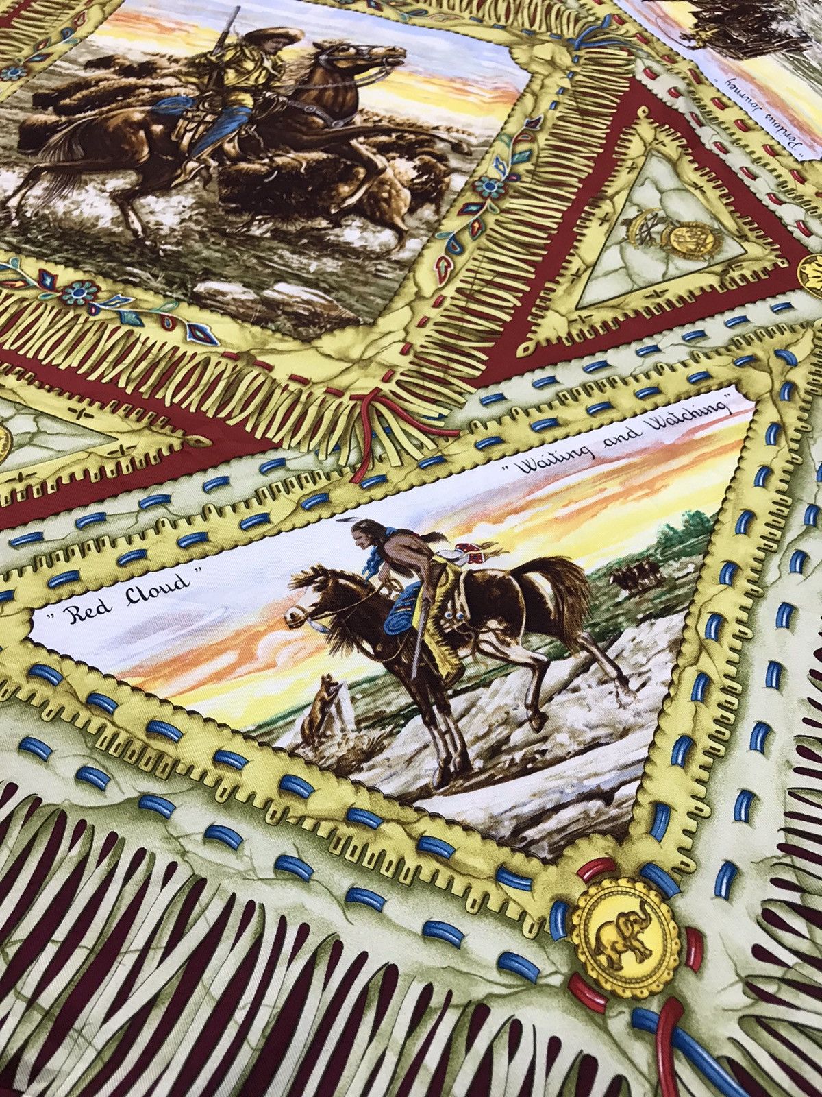 Cowboy Equipment × Designer × Other VINTAGE HUNTING WORLD BUFFALO BILL'S WILD WEST SILK SCARF Size ONE SIZE - 3 Thumbnail