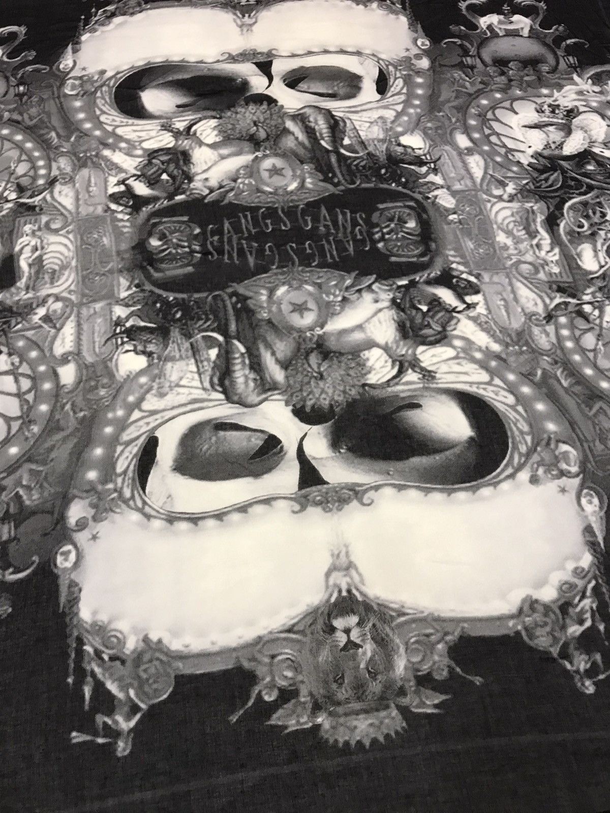 5351 POUR LES HOMMES 5351 POURLES HOMME SKULL PATTERN GOTHIC SCARF Size ONE SIZE - 2 Thumbnail